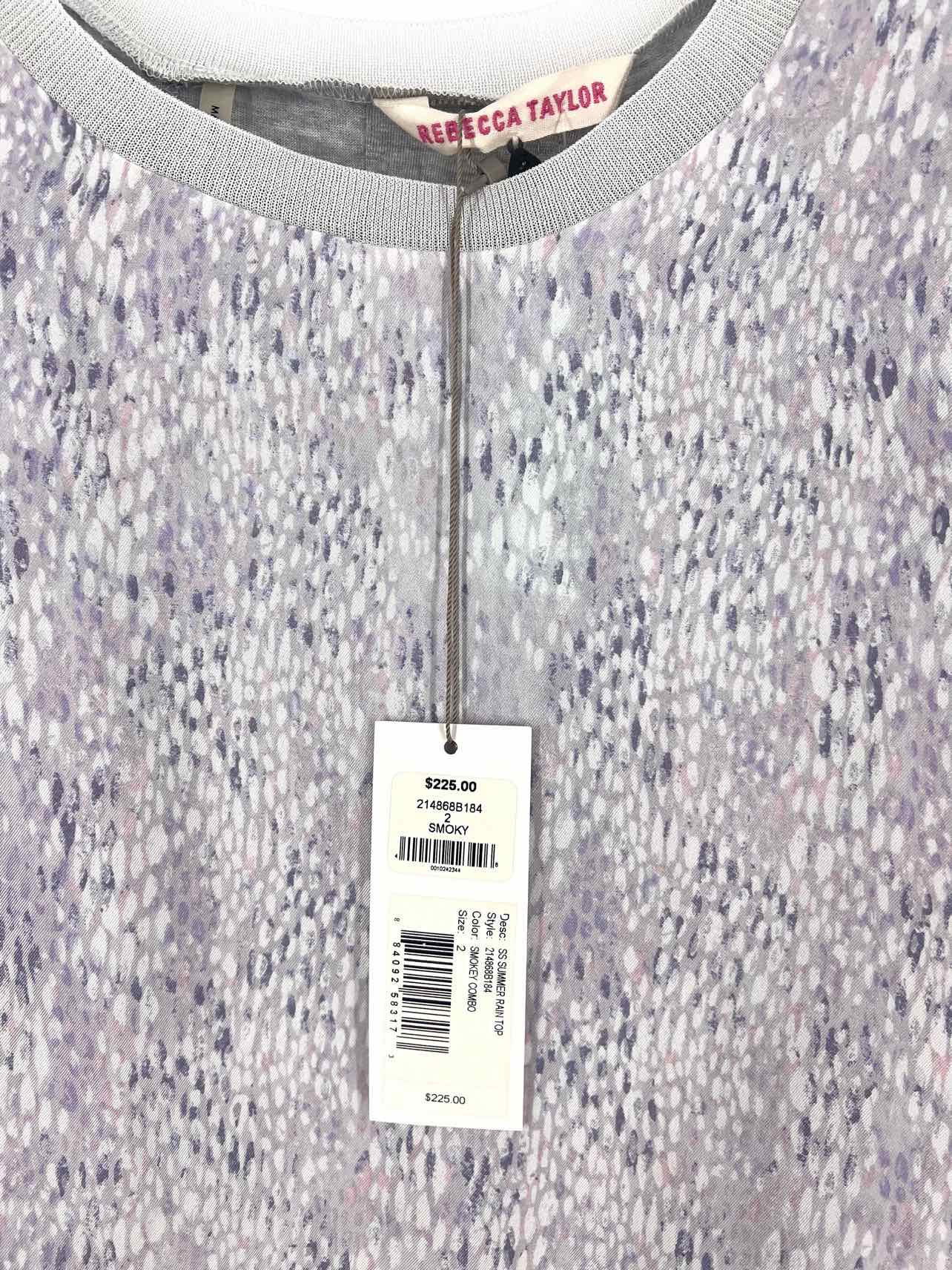 Rebecca Taylor Size 2 Pu/Wh/Pk Print Open Back NEW Designer Top-Short Sleeve - Image 3
