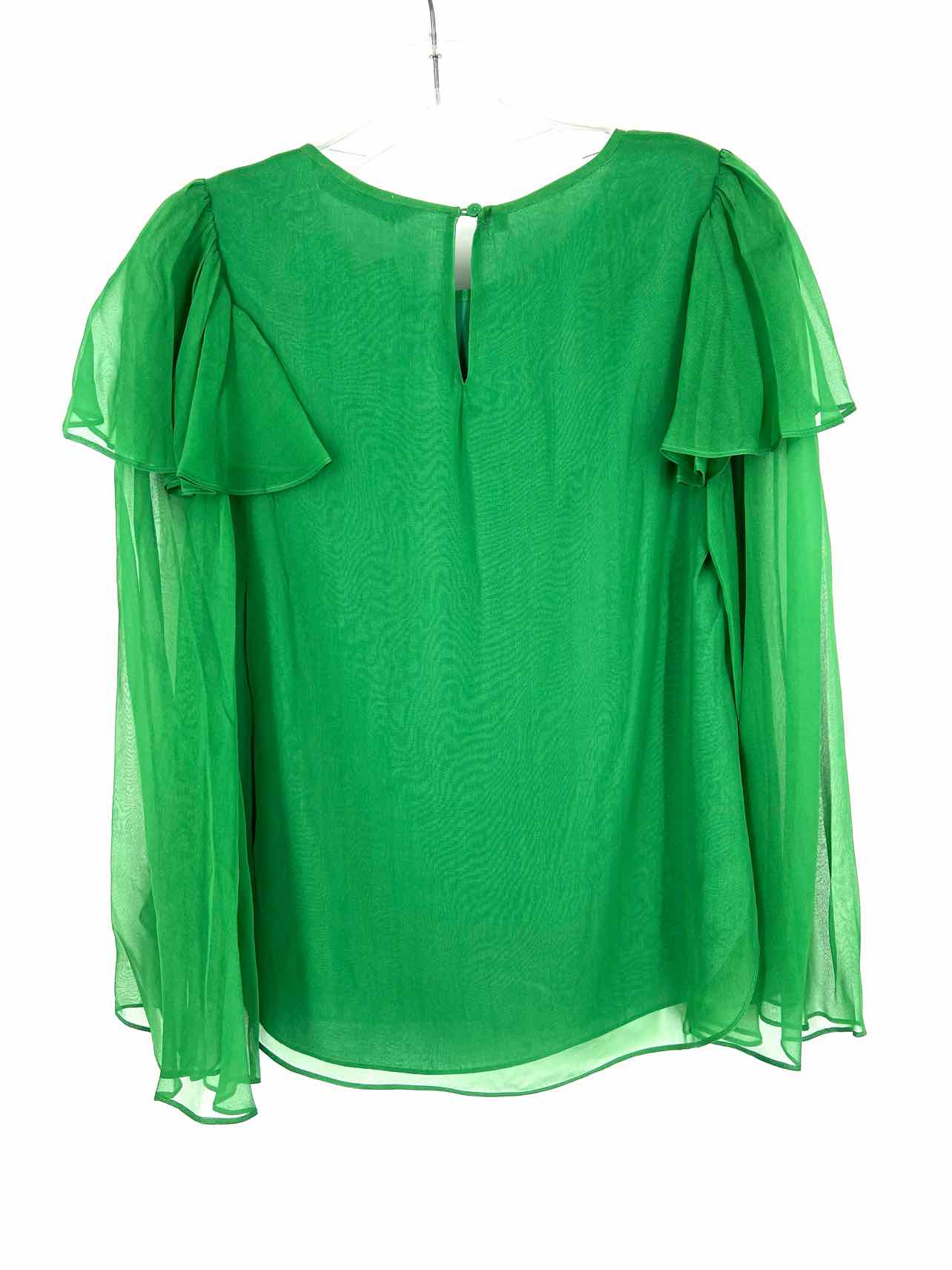 Rebecca Taylor Size 6 Green Silk Chiffon NEW Designer Top-Long Sleeve - Image 2