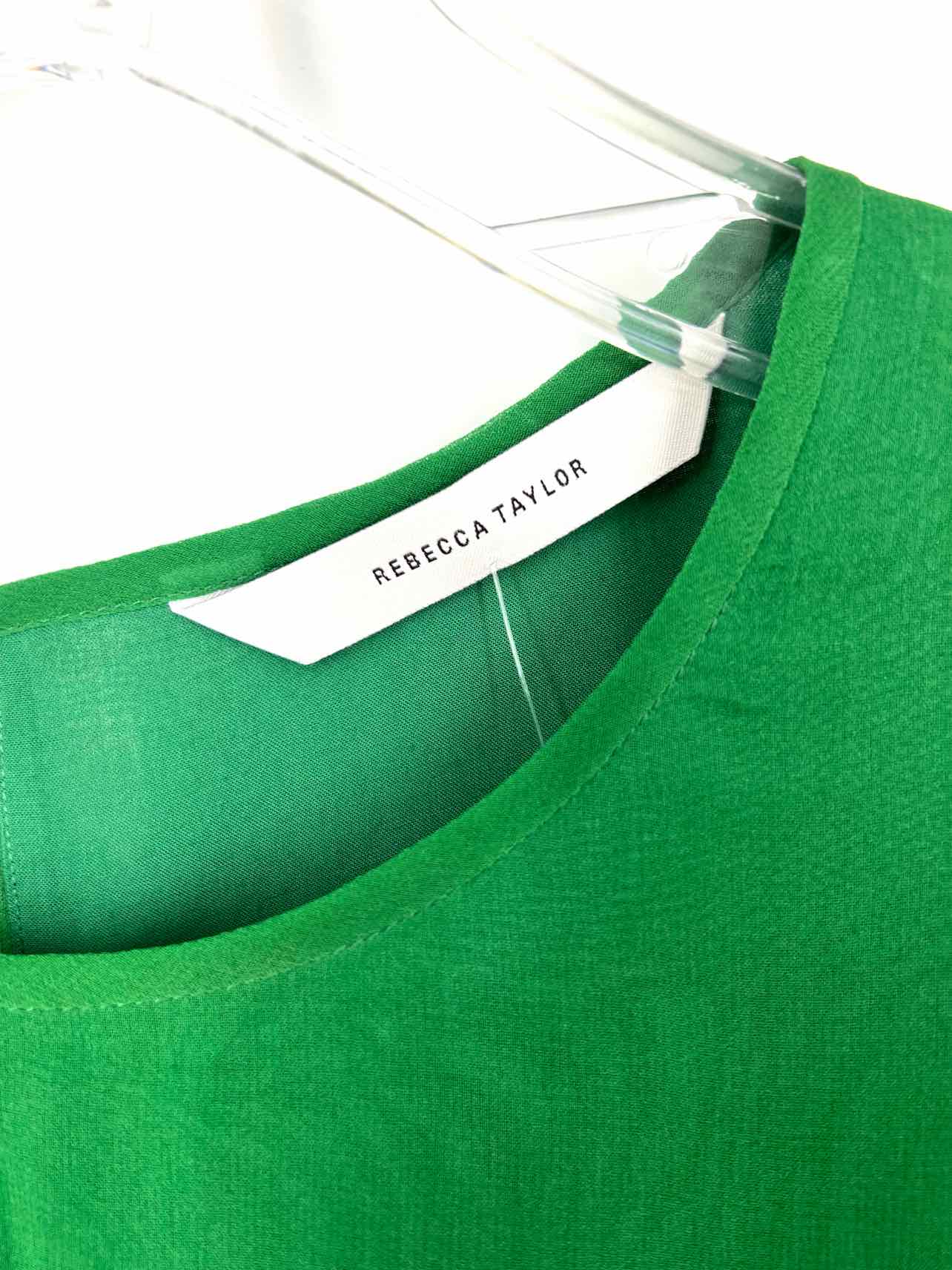 Rebecca Taylor Size 6 Green Silk Chiffon NEW Designer Top-Long Sleeve - Image 3