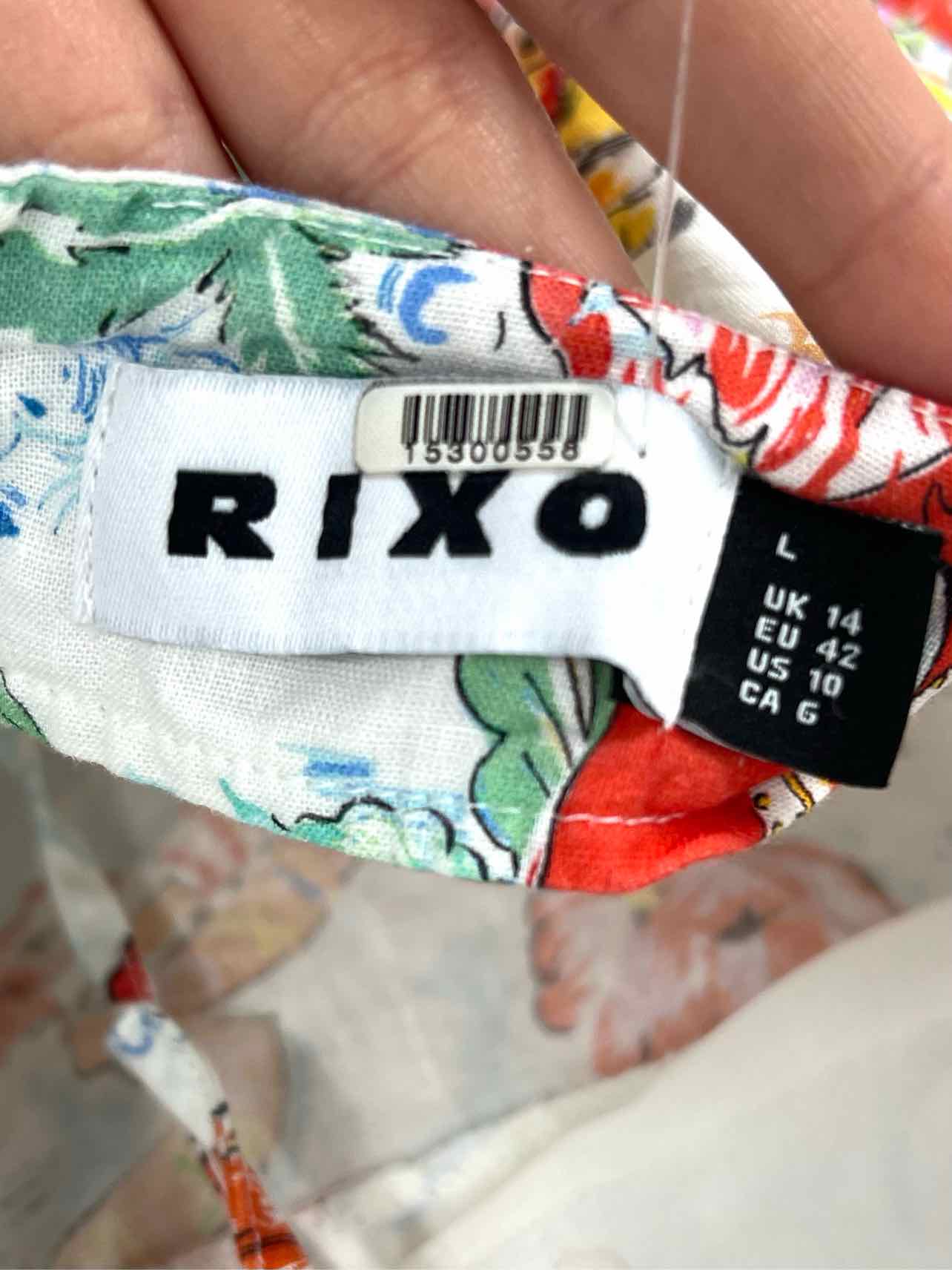 Rixo Size 10 White/Multi Floral Cotton/Linen Designer Dress - Image 3