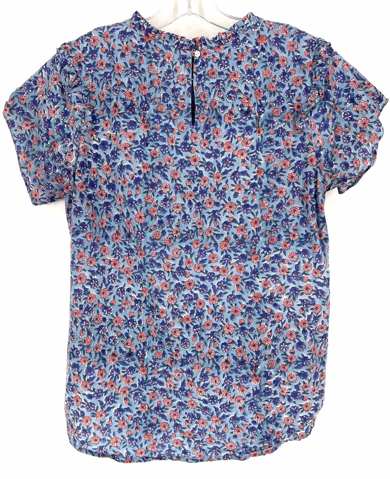 Rungolee Size M Lt Blue/Cornflower Floral Ruffle Tops Top-Short Sleeve - Image 2