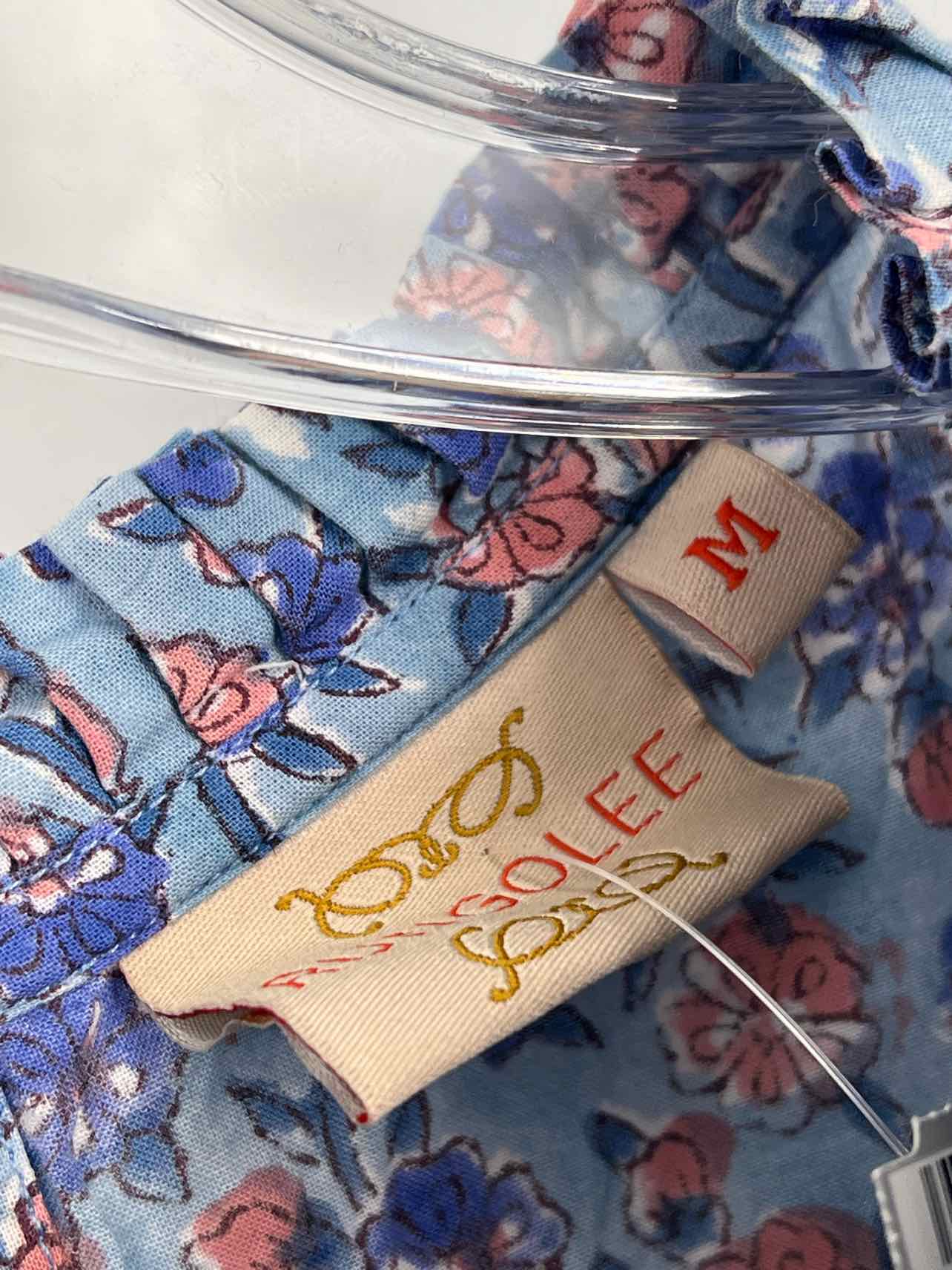 Rungolee Size M Lt Blue/Cornflower Floral Ruffle Tops Top-Short Sleeve - Image 3