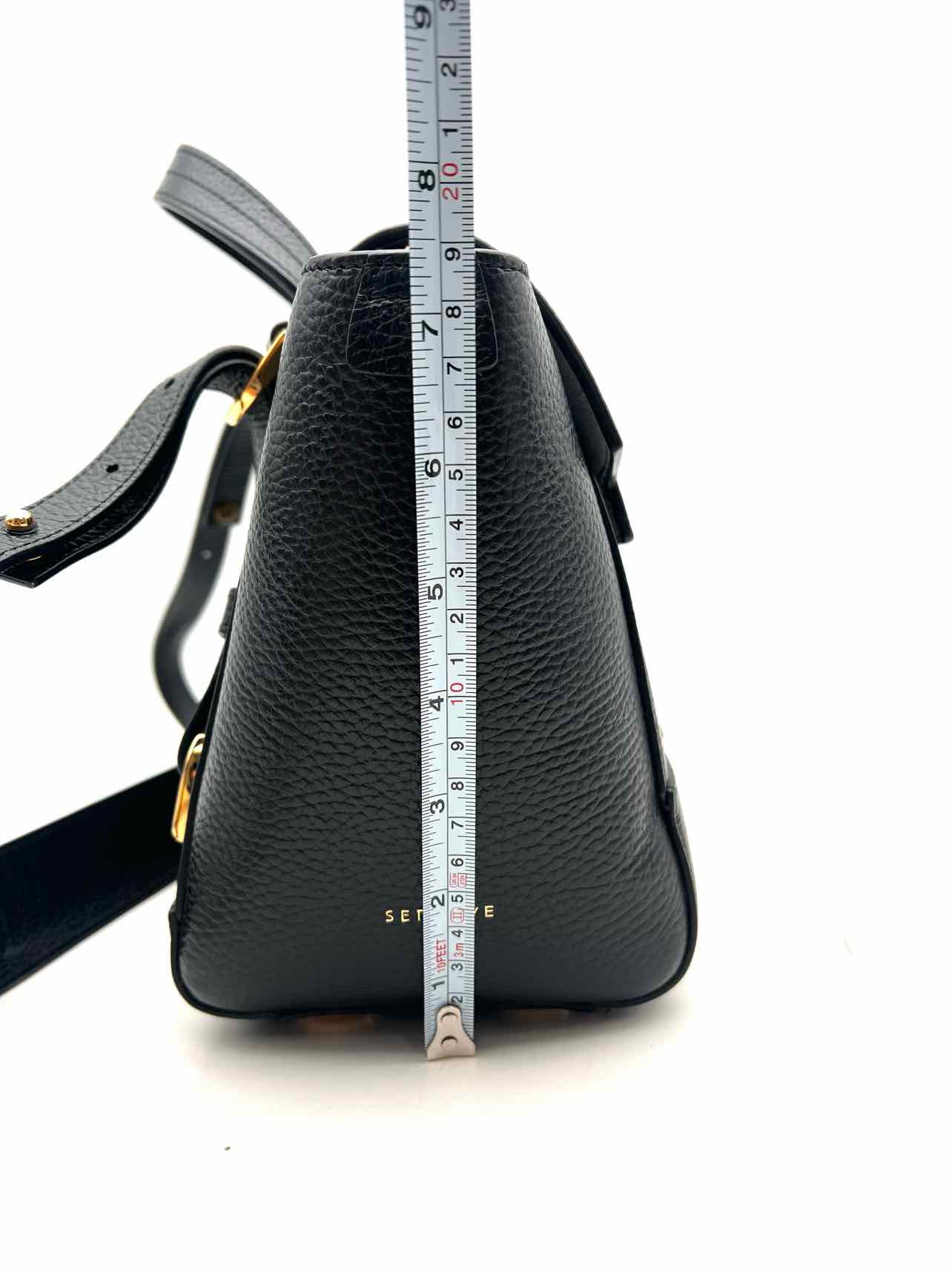 Senreve Black/Gold Convertible Pebbled Leather W/ BAG! Designer Satchel - Image 13