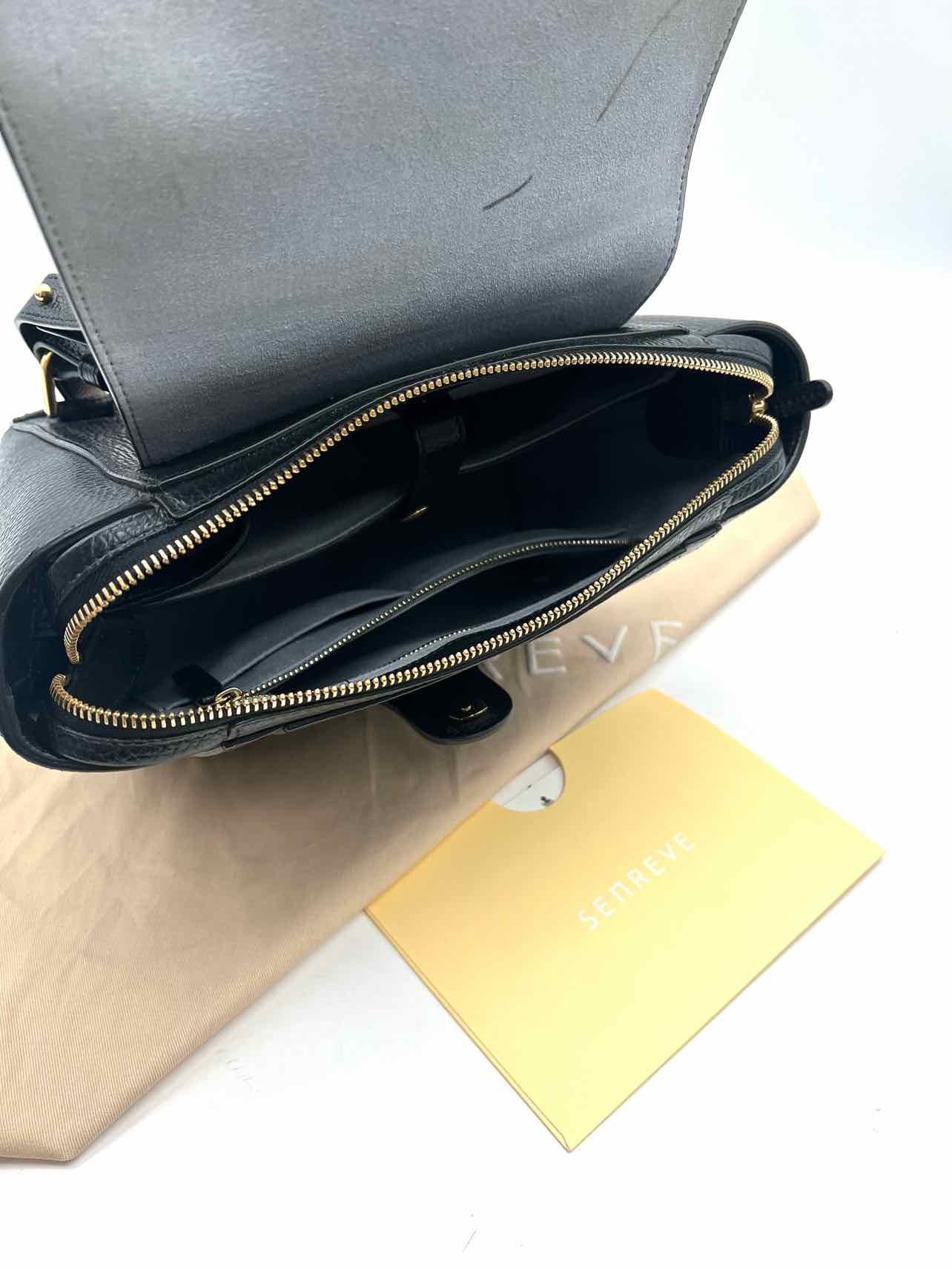 Senreve Black/Gold Convertible Pebbled Leather W/ BAG! Designer Satchel - Image 7
