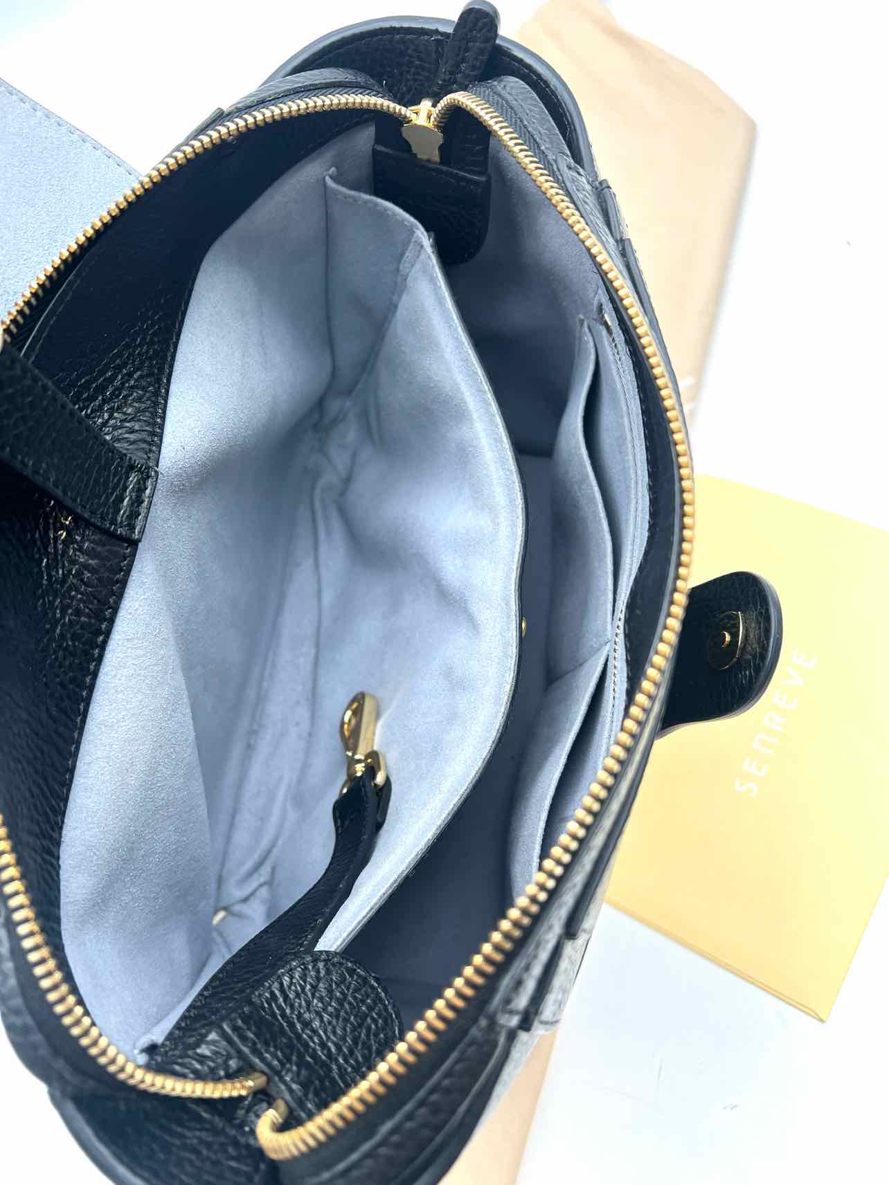 Senreve Black/Gold Convertible Pebbled Leather W/ BAG! Designer Satchel - Image 8
