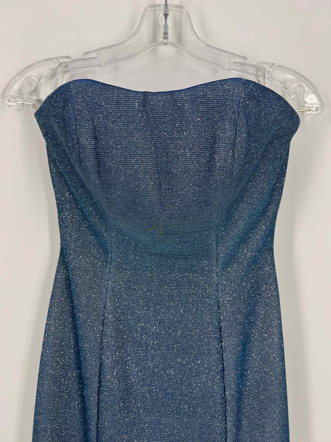 Sherri Hill Size 00 Cerulean Strapless Glitter Formal Wear Dress-Formal Wear - Image 4