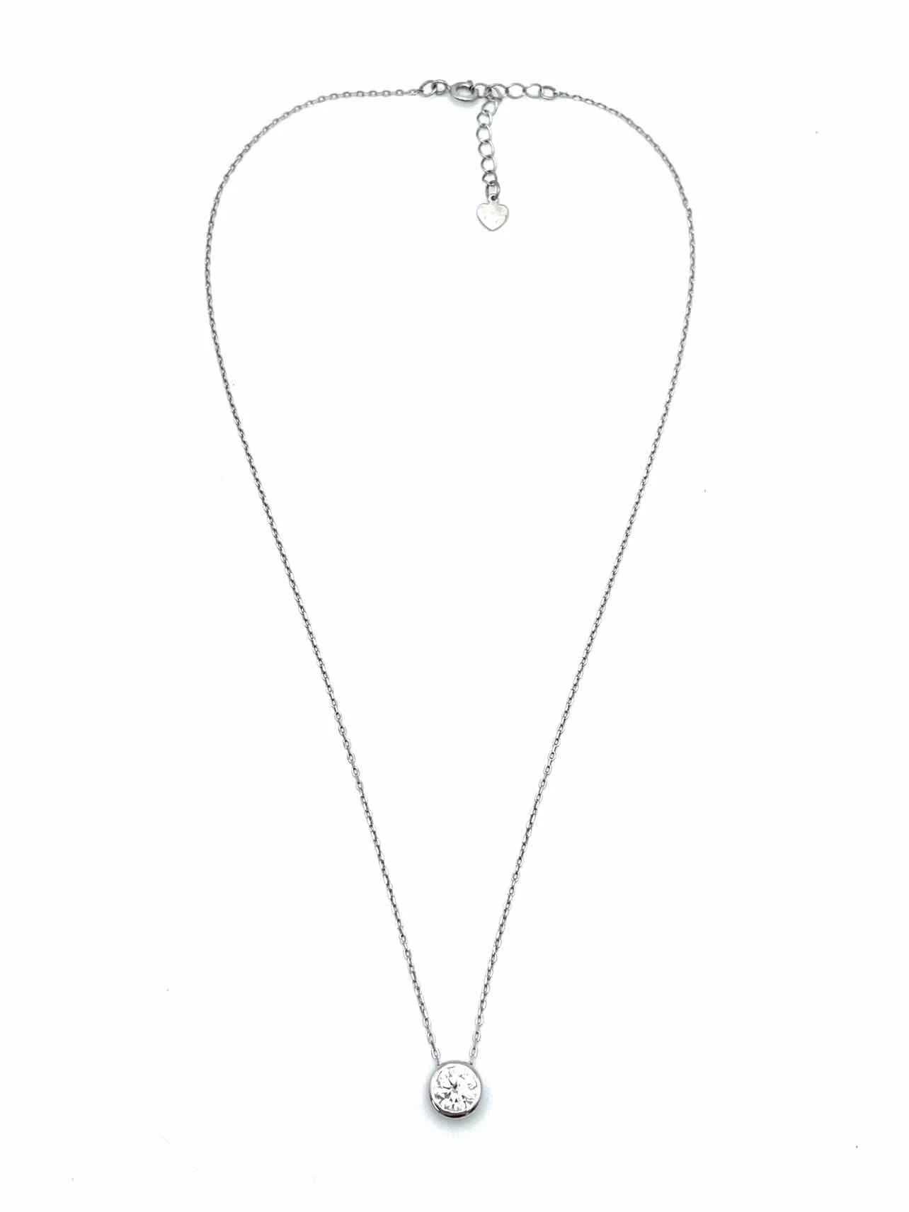 Silver/Clear Pendant Sterling Silver Jewelry Necklace