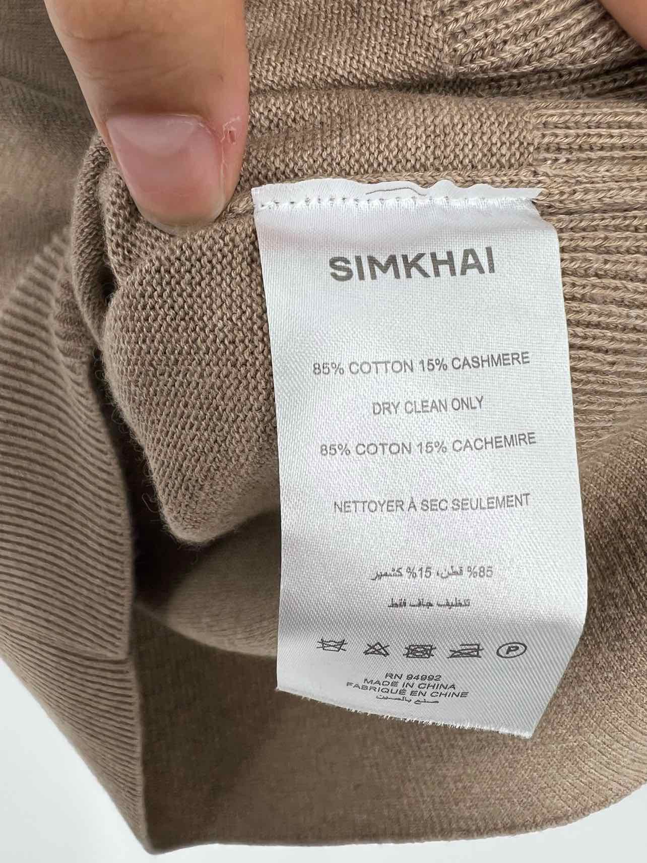 Simkhai Size S Lt Brown Ribbed Trim Knit NEW Designer Top-Short Sleeve - Image 3