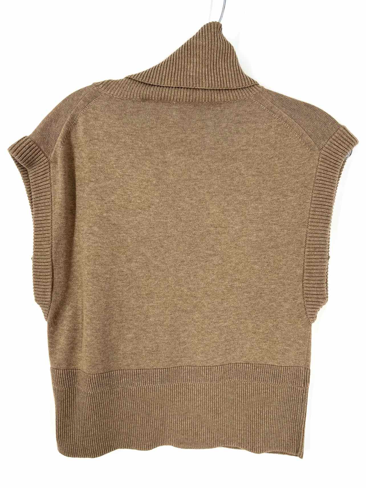 Simkhai Size S Lt Brown Ribbed Trim Knit NEW Designer Top-Short Sleeve - Image 4