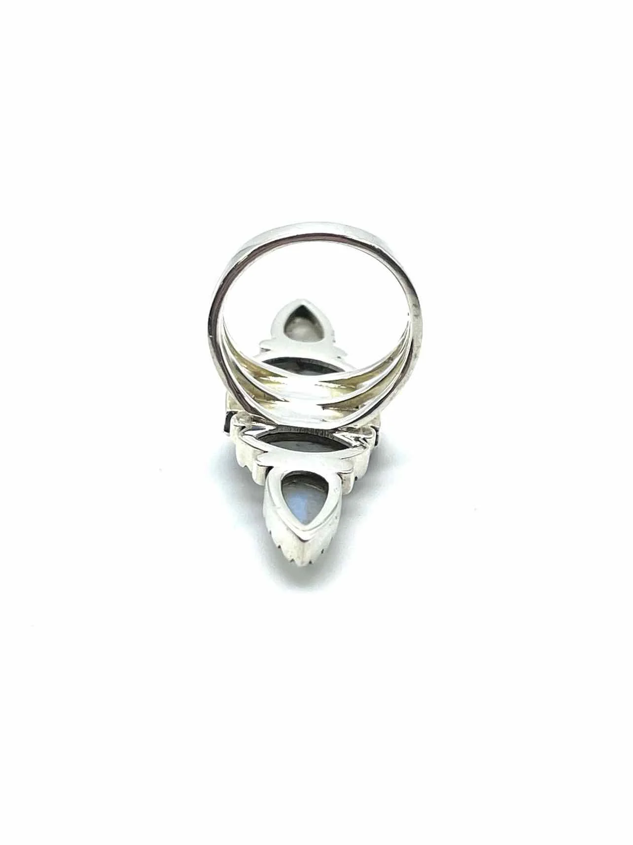 Size 8 Iridescent/Silver Statement Sterling Silver Jewelry Ring - Image 4