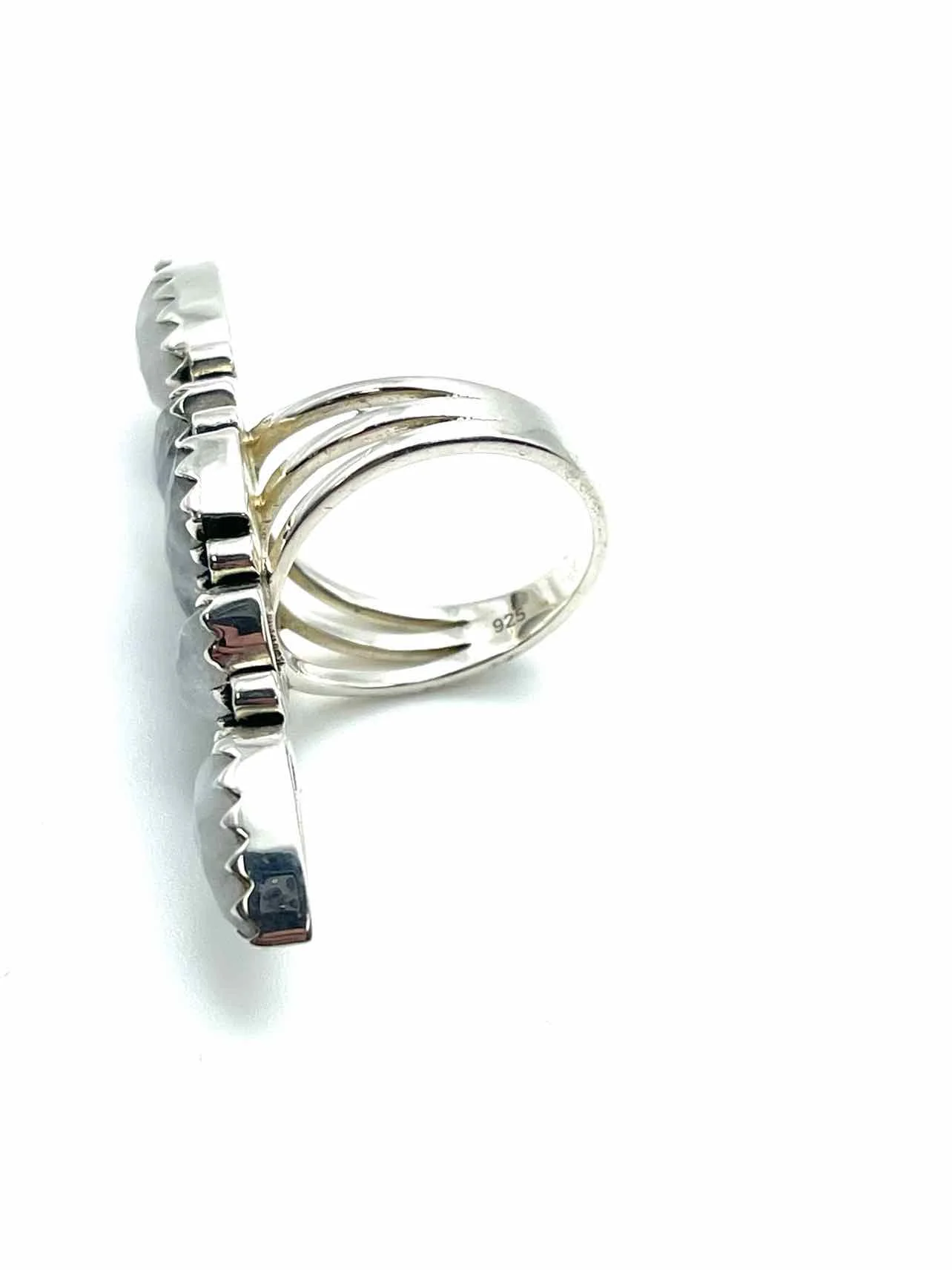 Size 8 Iridescent/Silver Statement Sterling Silver Jewelry Ring - Image 5