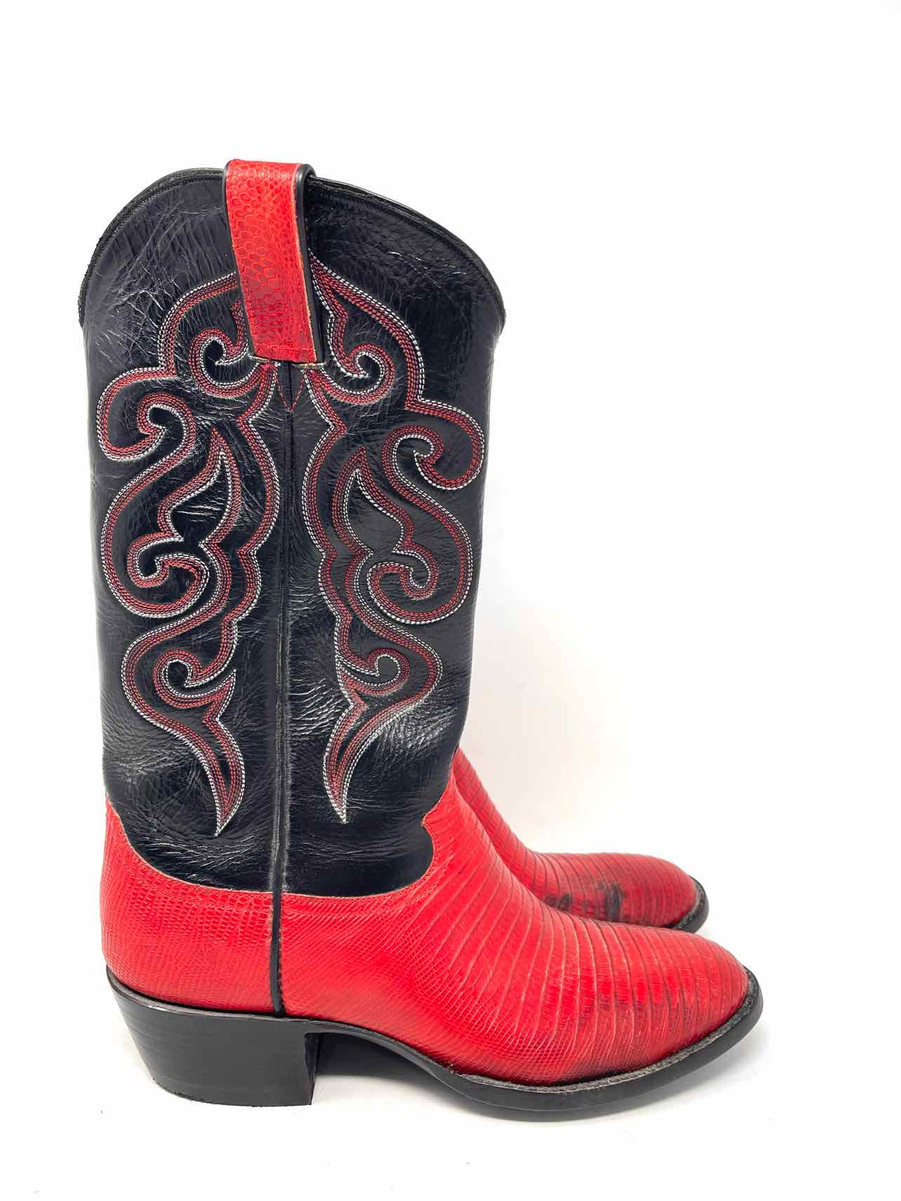Caboots Size 9? Black/Red Reptile Stitched Men's Shoes Boots- Men's - Image 3