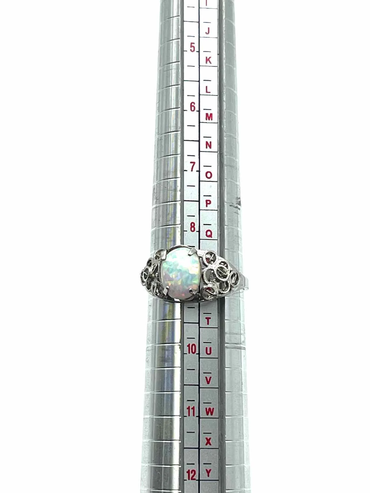Size 9 Iridescent/Silver Filigree Sterling Silver Jewelry Ring - Image 6