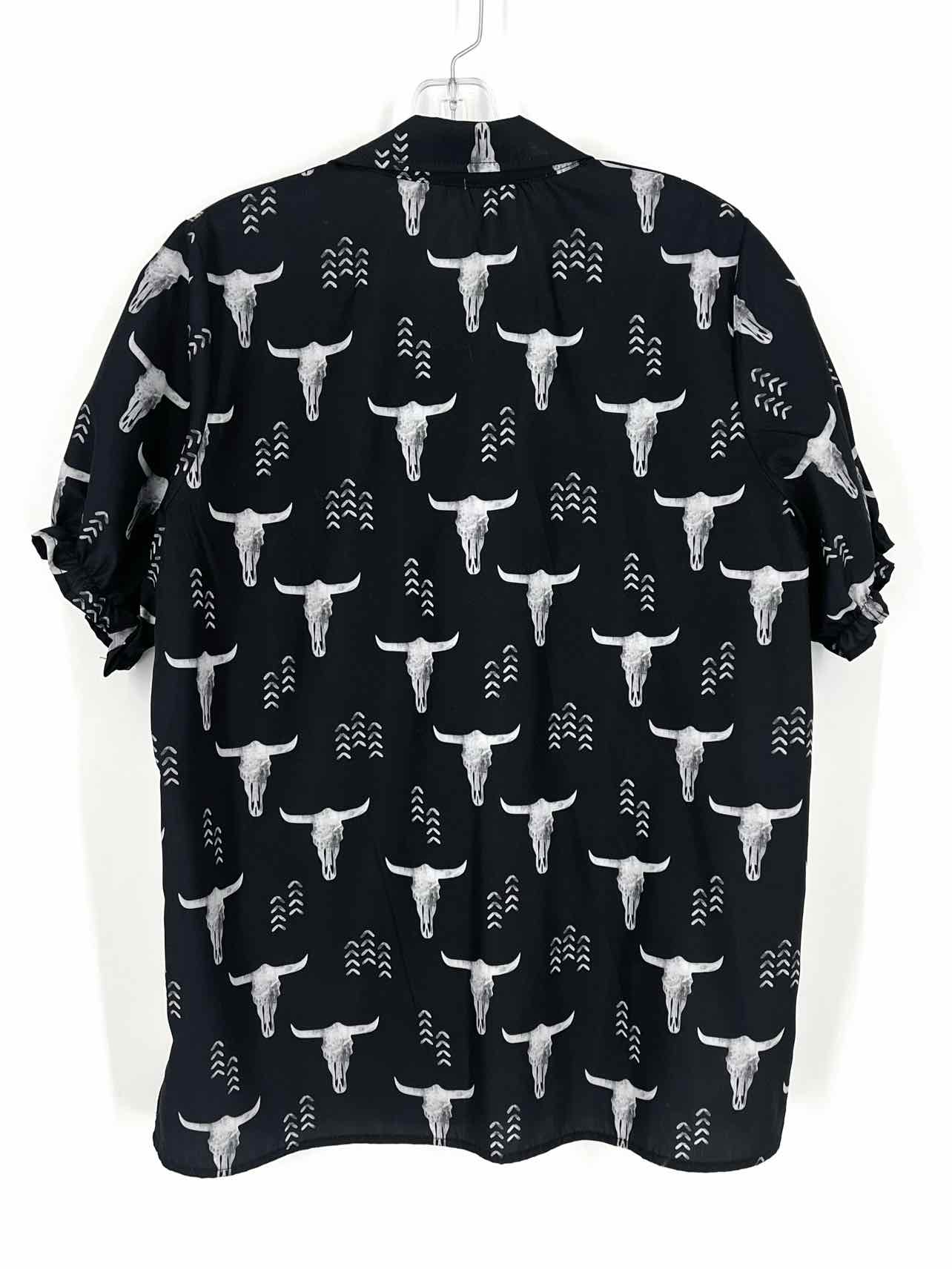 Size L Black/Gray Western Tops Blouse - Image 2