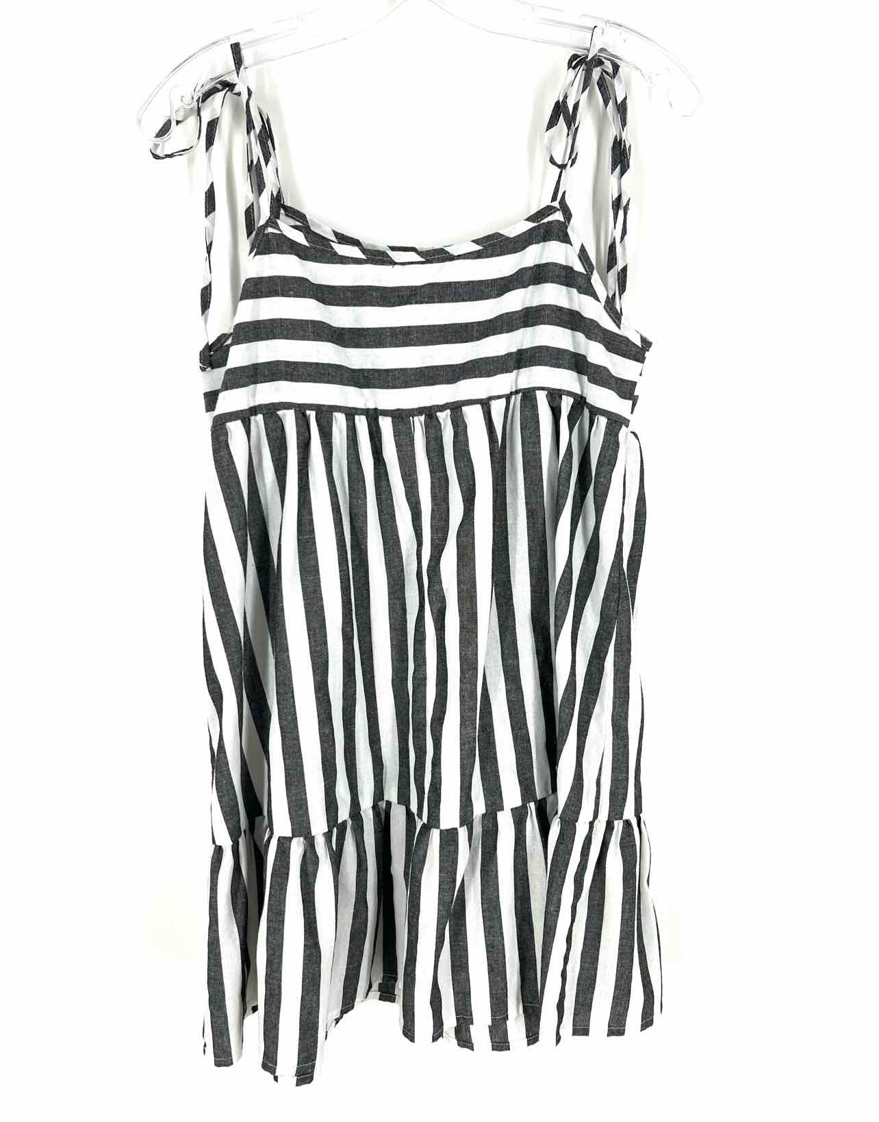 Size S ? Gray/White Shoulder Tie Stripe Dresses Dress - Image 2