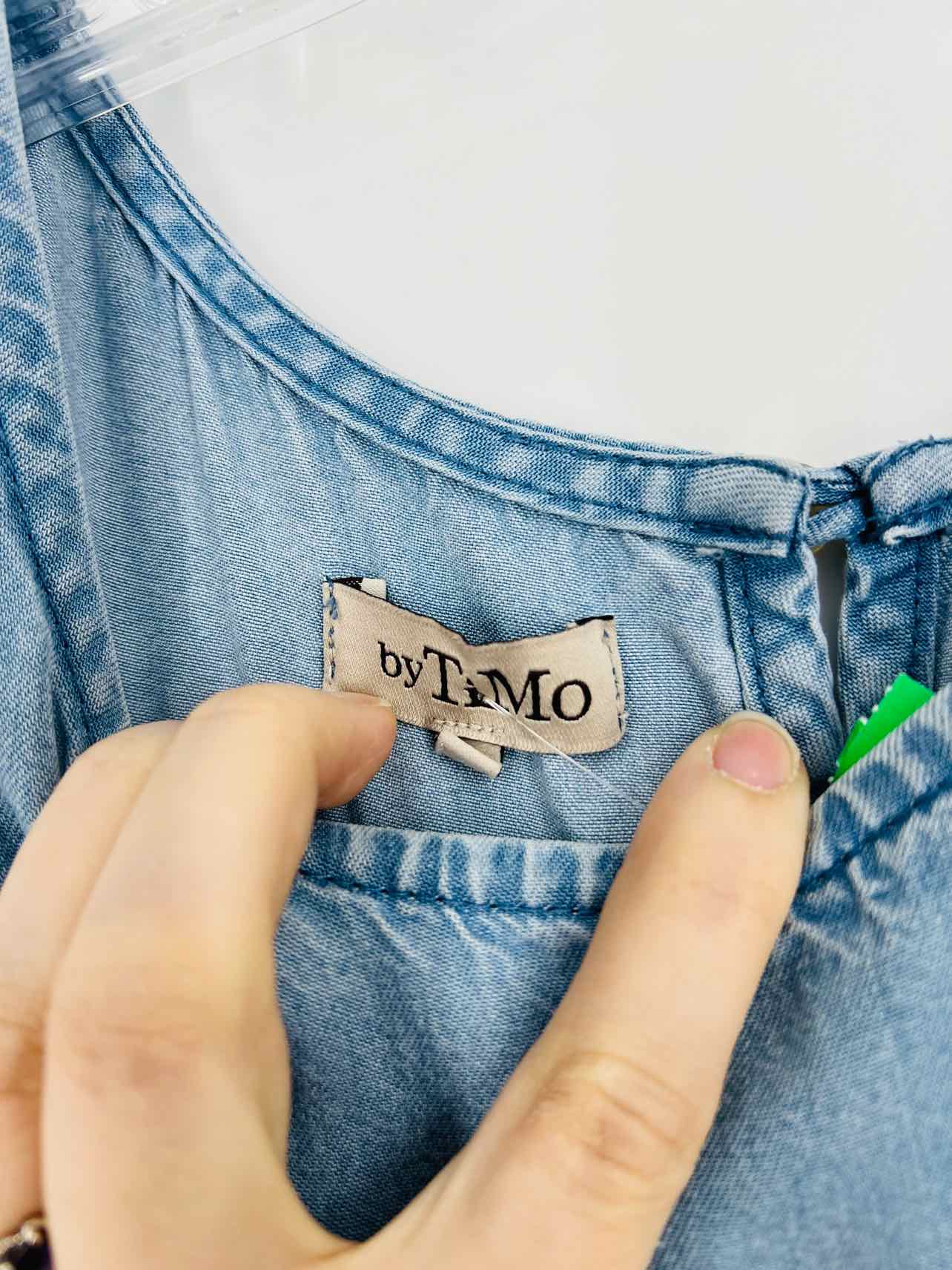 Size S Lt Denim Pleated Chambray Designer Dress - Image 3
