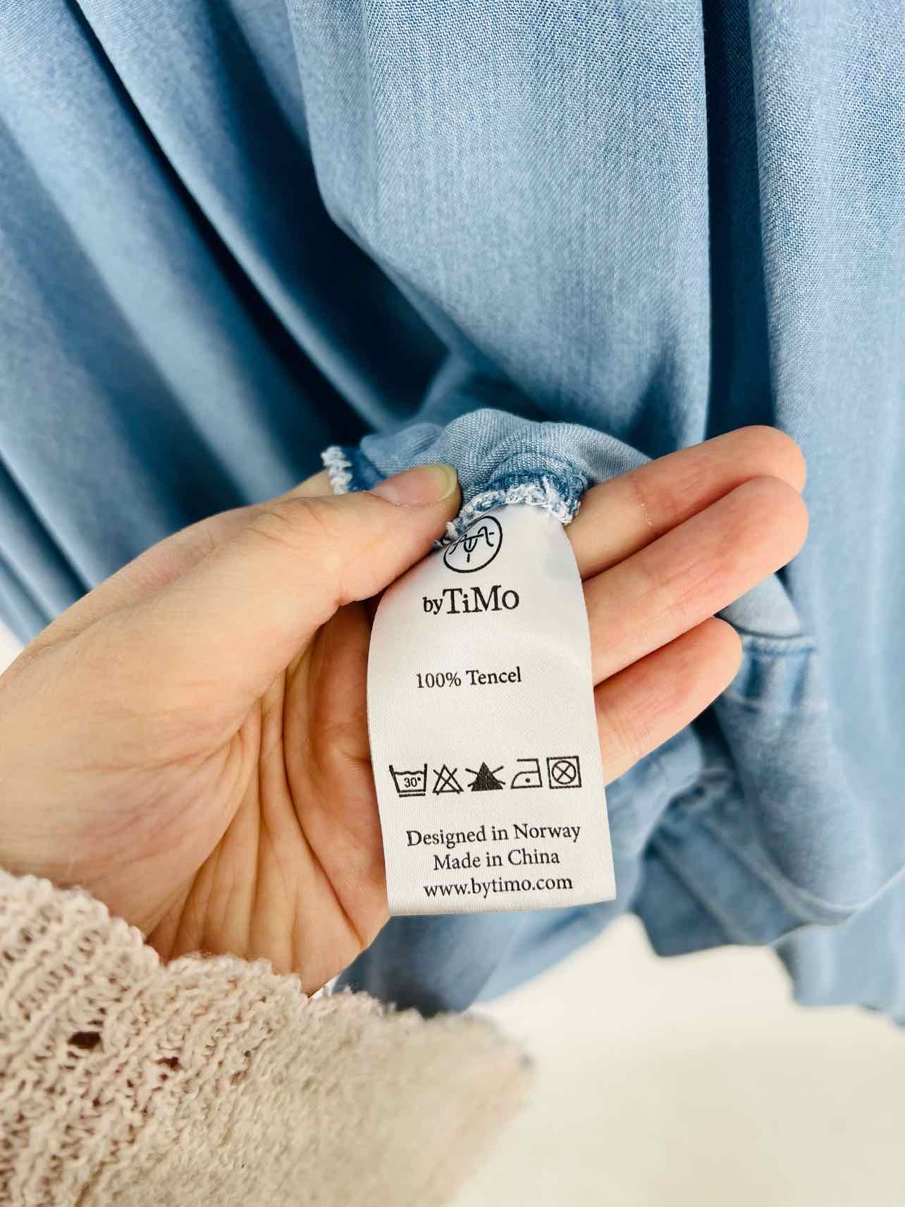 Size S Lt Denim Pleated Chambray Designer Dress - Image 4