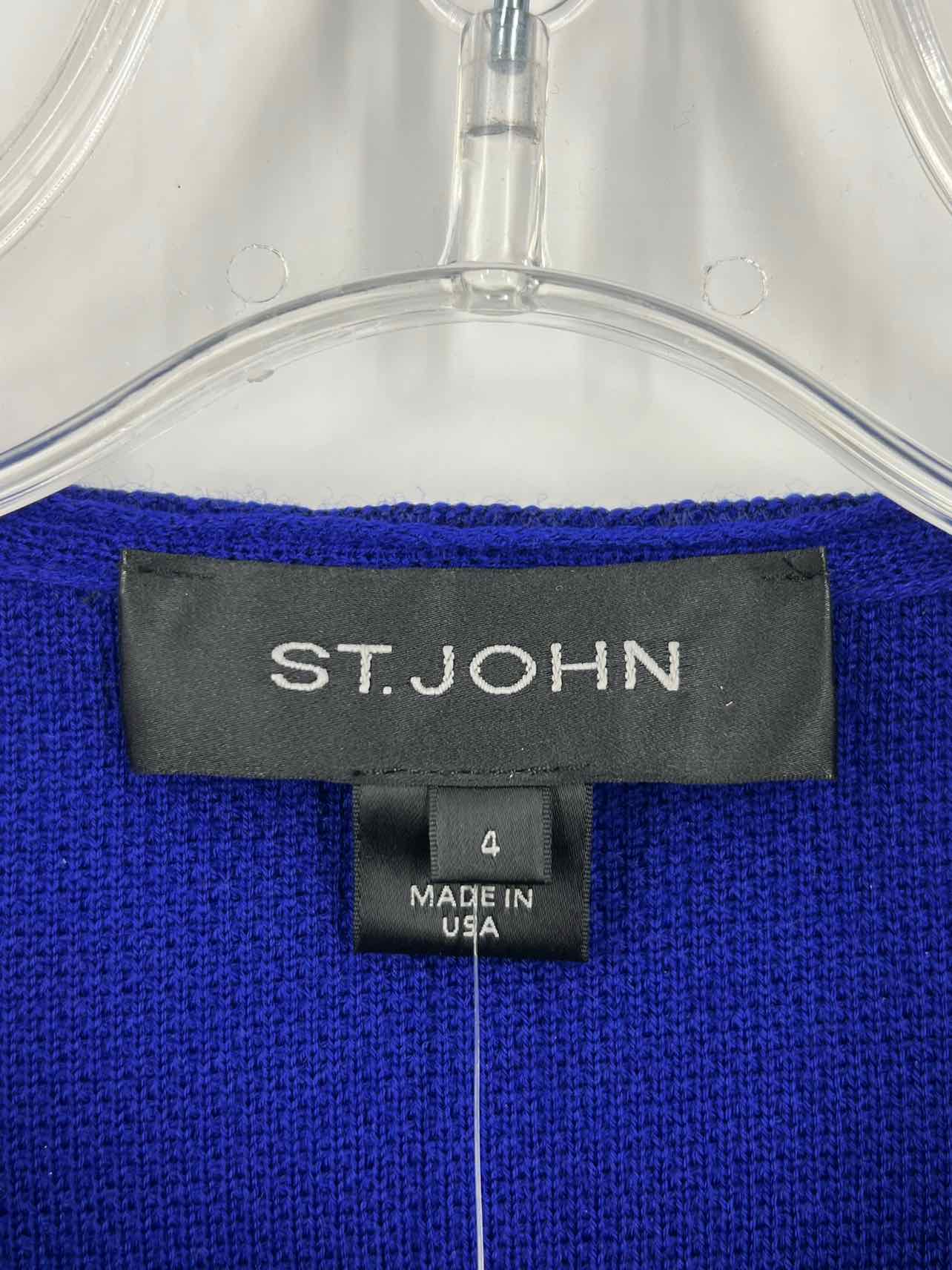 St. John Size 4 Cobalt Pintucked Knit Designer Jacket - Image 2