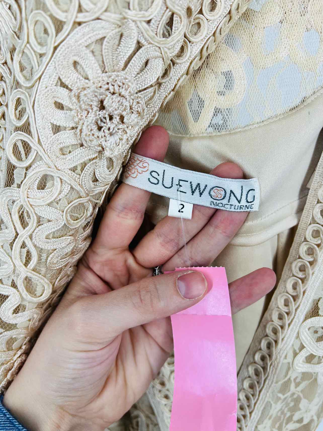Sue Wong Size 2 Ivory Applique Floral Lace Formal Wear Formal - Image 4