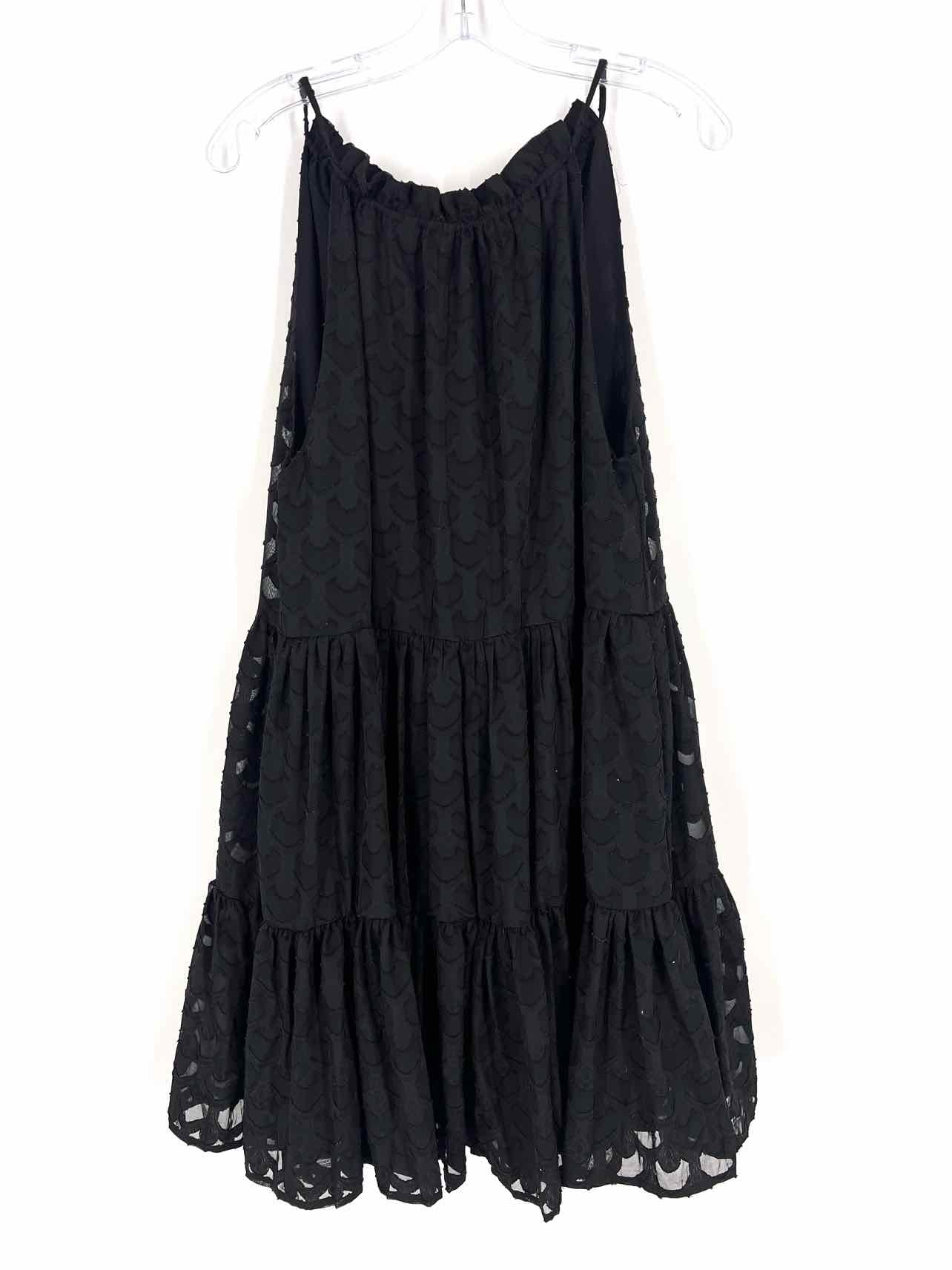 Sweet Lovely Size S Black Scalloped Cinched Dresses Top-Long Sleeve