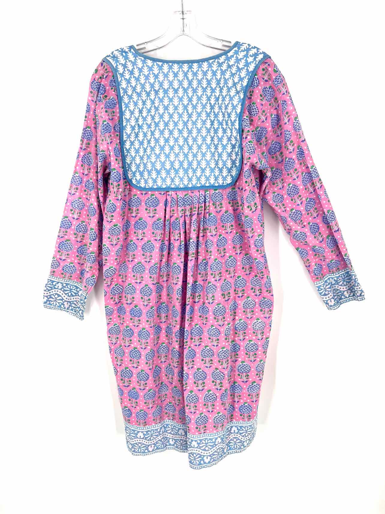 SZ Blockprints Size L Pk/Bl/Wh Floral Cotton Dresses Dress - Image 2