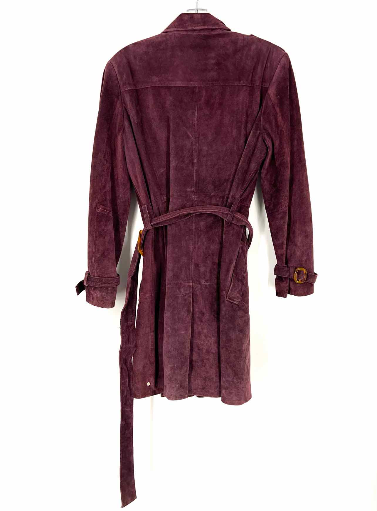 Terry Lewis Size S Plum Double Breasted Suede Belted Coats Coat - Image 2