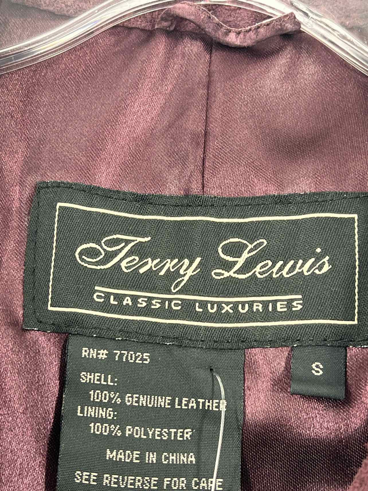 Terry Lewis Size S Plum Double Breasted Suede Belted Coats Coat - Image 3