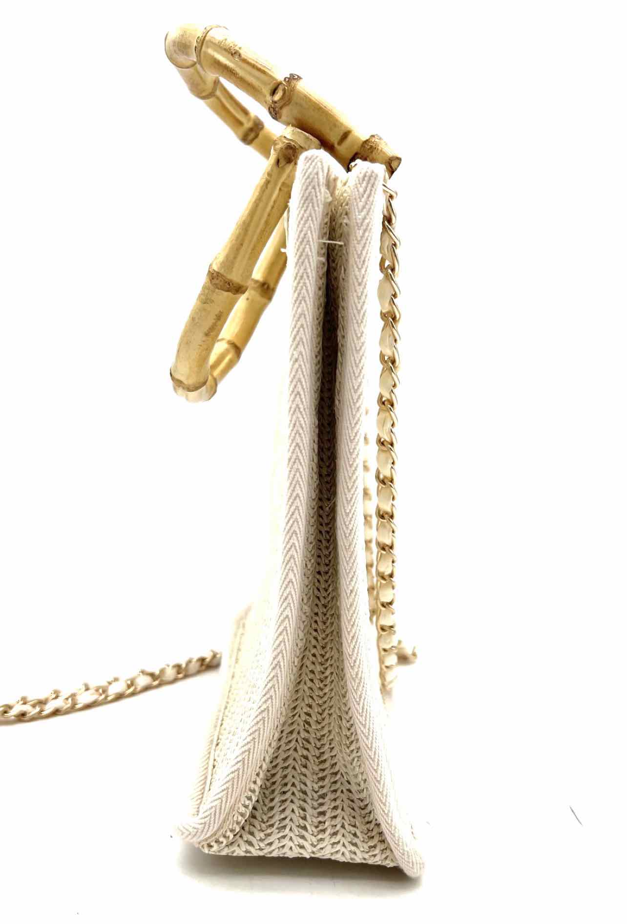 Tommy Bahama White/Tan Top Handle Woven Chain Purses Crossbody - Image 3