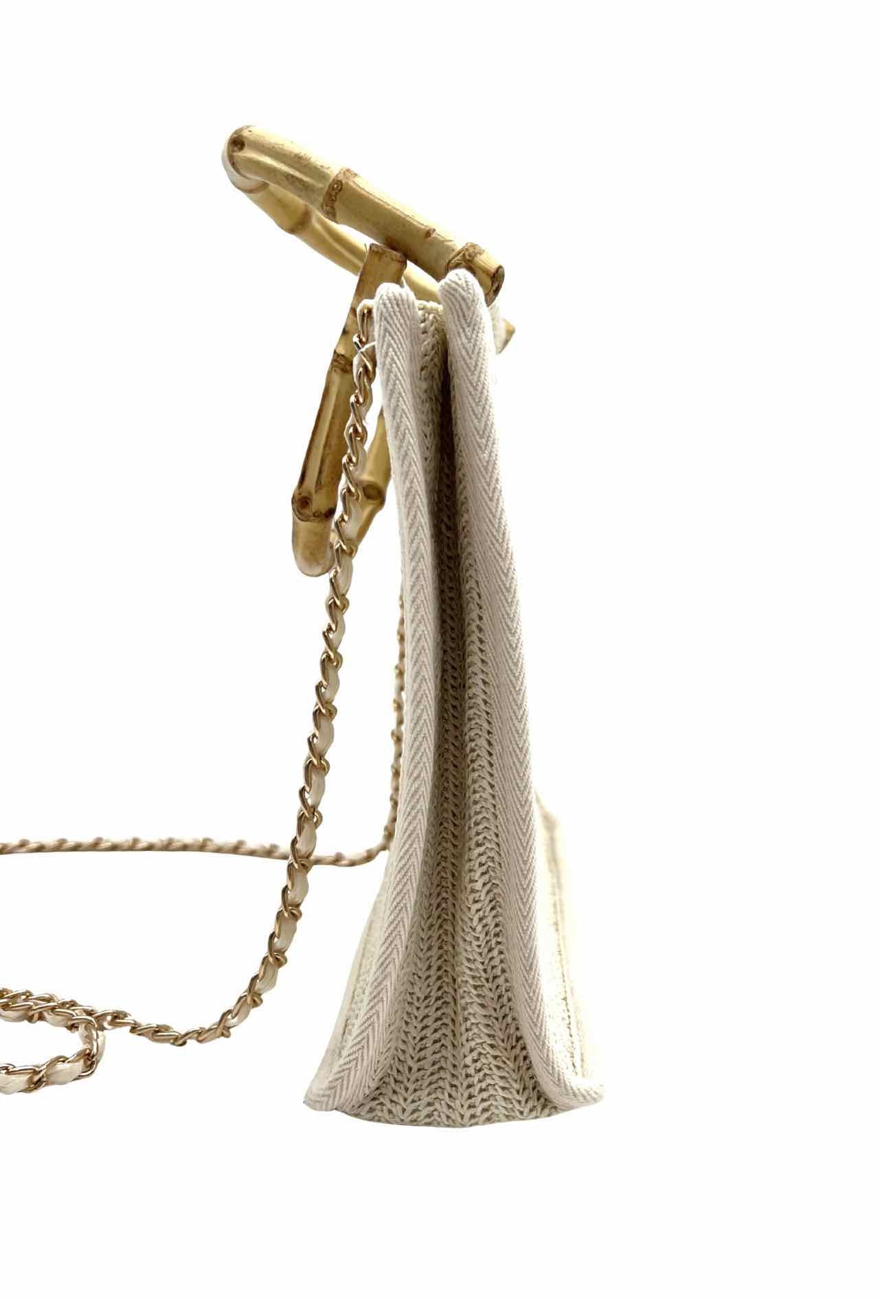 Tommy Bahama White/Tan Top Handle Woven Chain Purses Crossbody - Image 4