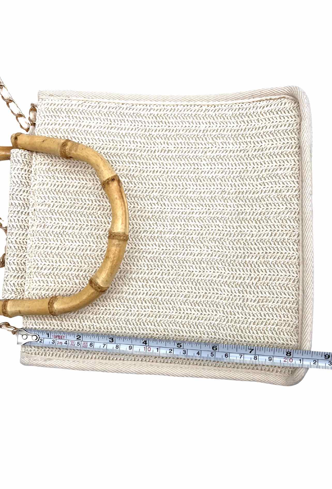 Tommy Bahama White/Tan Top Handle Woven Chain Purses Crossbody - Image 8