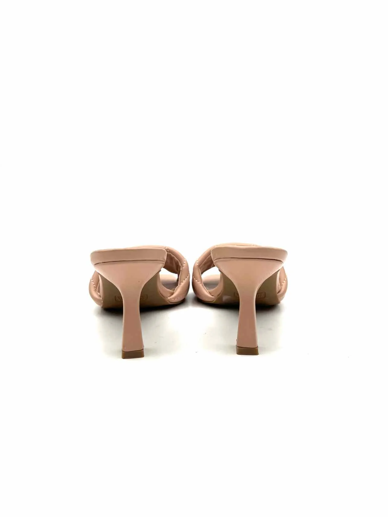 Top Moda Size 8.5 Beige Quilted Heeled Shoes Mules - Image 5