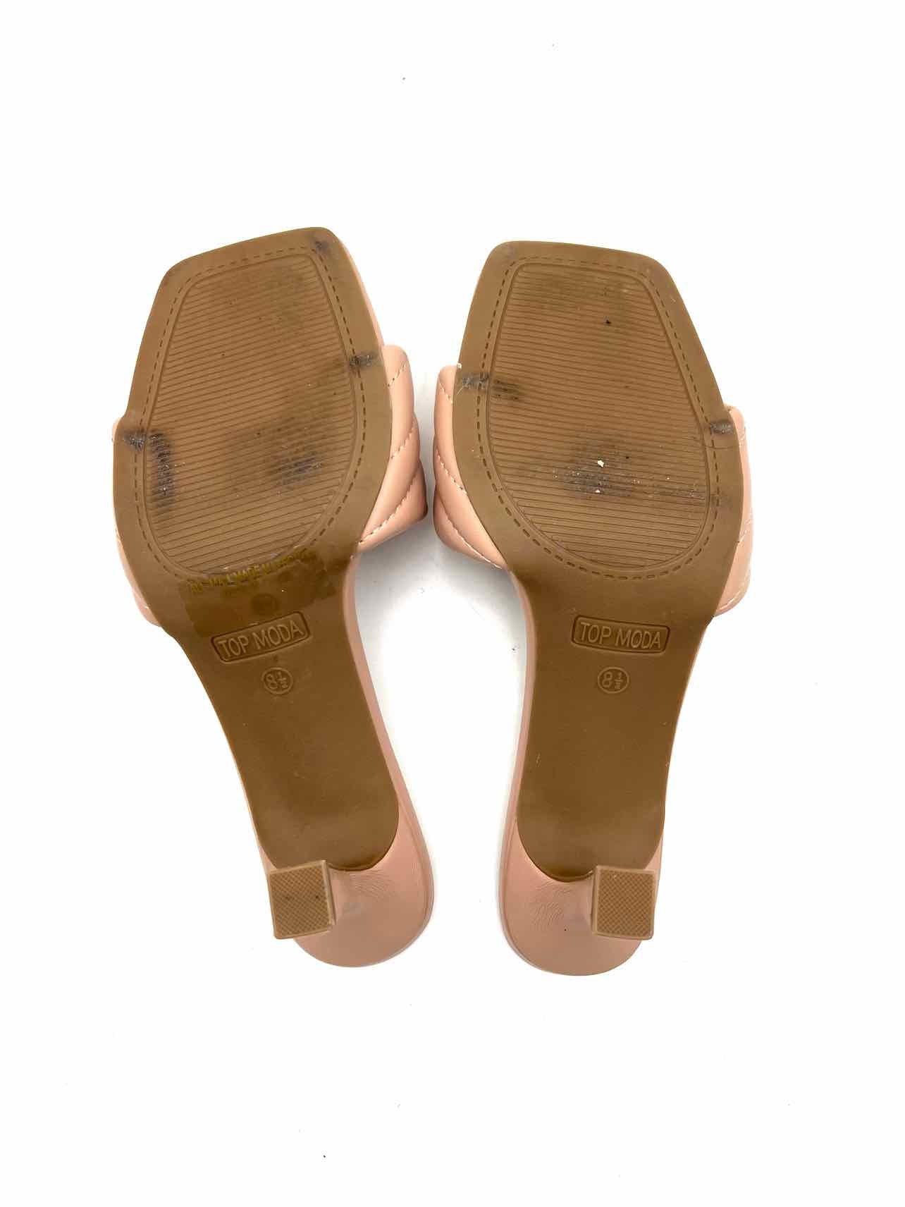 Top Moda Size 8.5 Beige Quilted Heeled Shoes Mules - Image 6