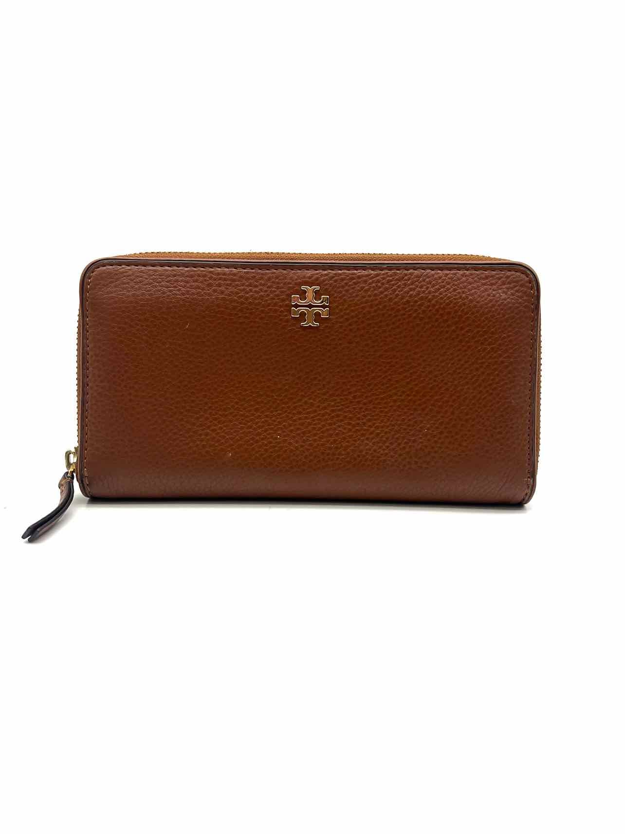 Tory Burch Brown Pebbled Leather Designer Wallet