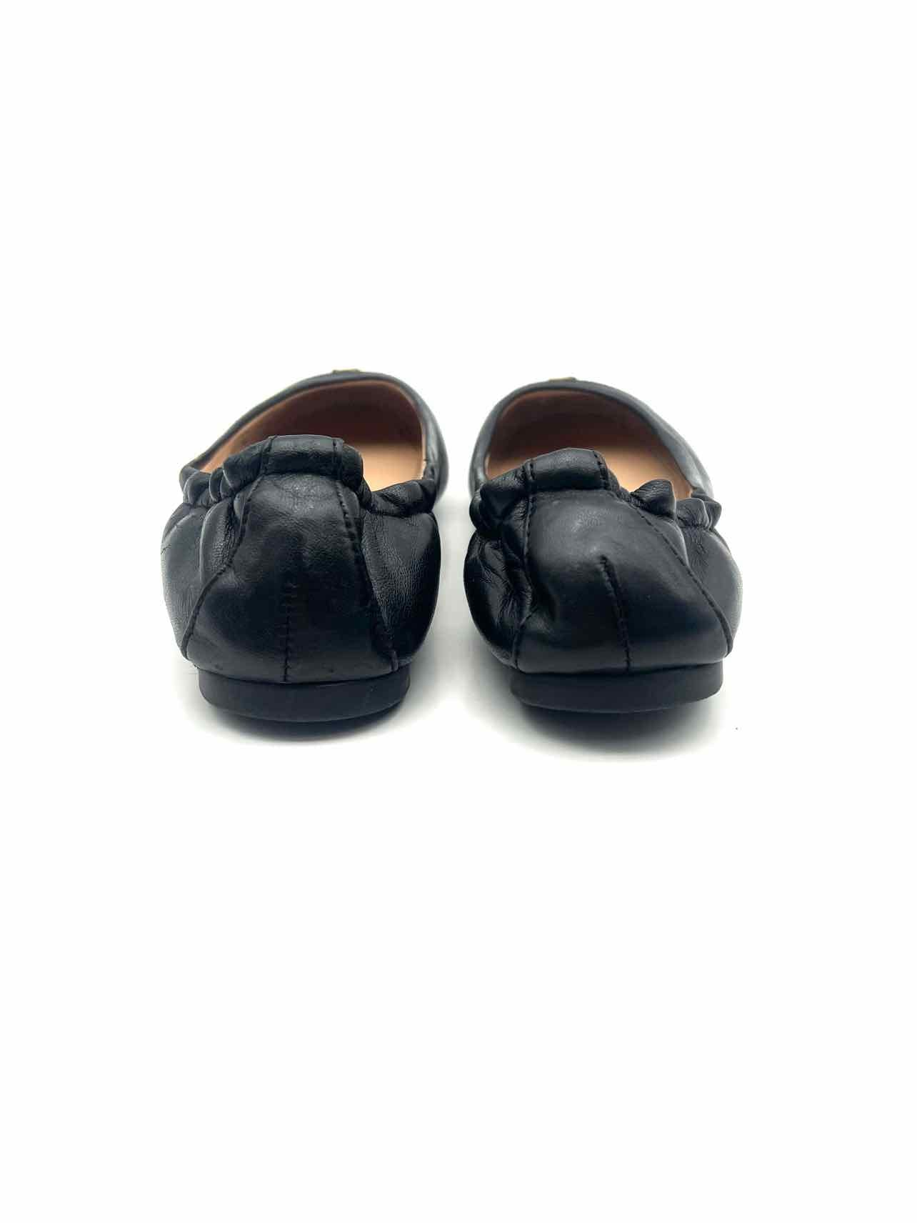 Tory Burch Size 5 Black/Gold Embellished Leather Designer Flats - Image 3