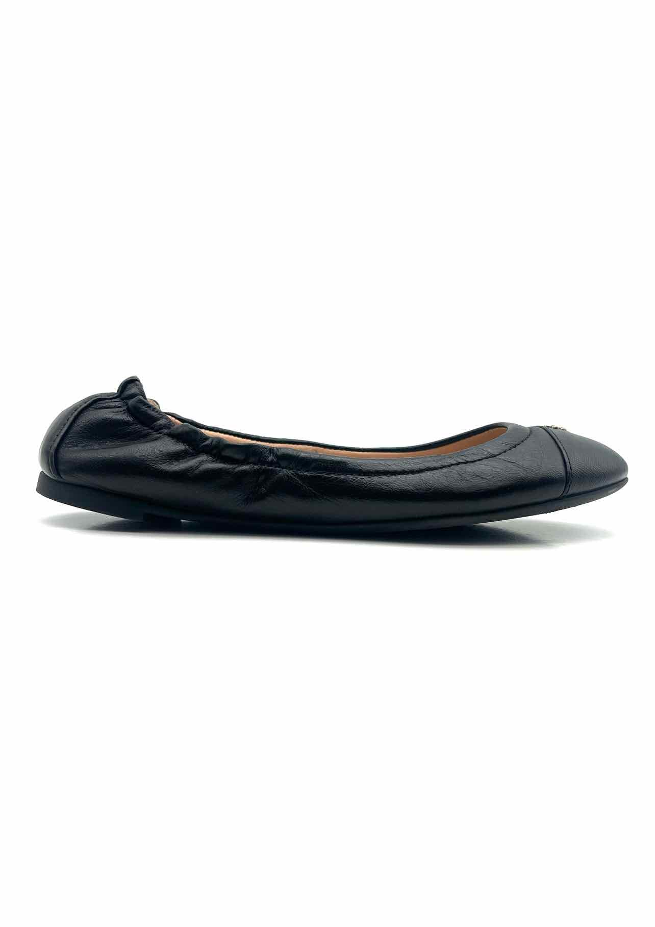 Tory Burch Size 5 Black/Gold Embellished Leather Designer Flats - Image 4