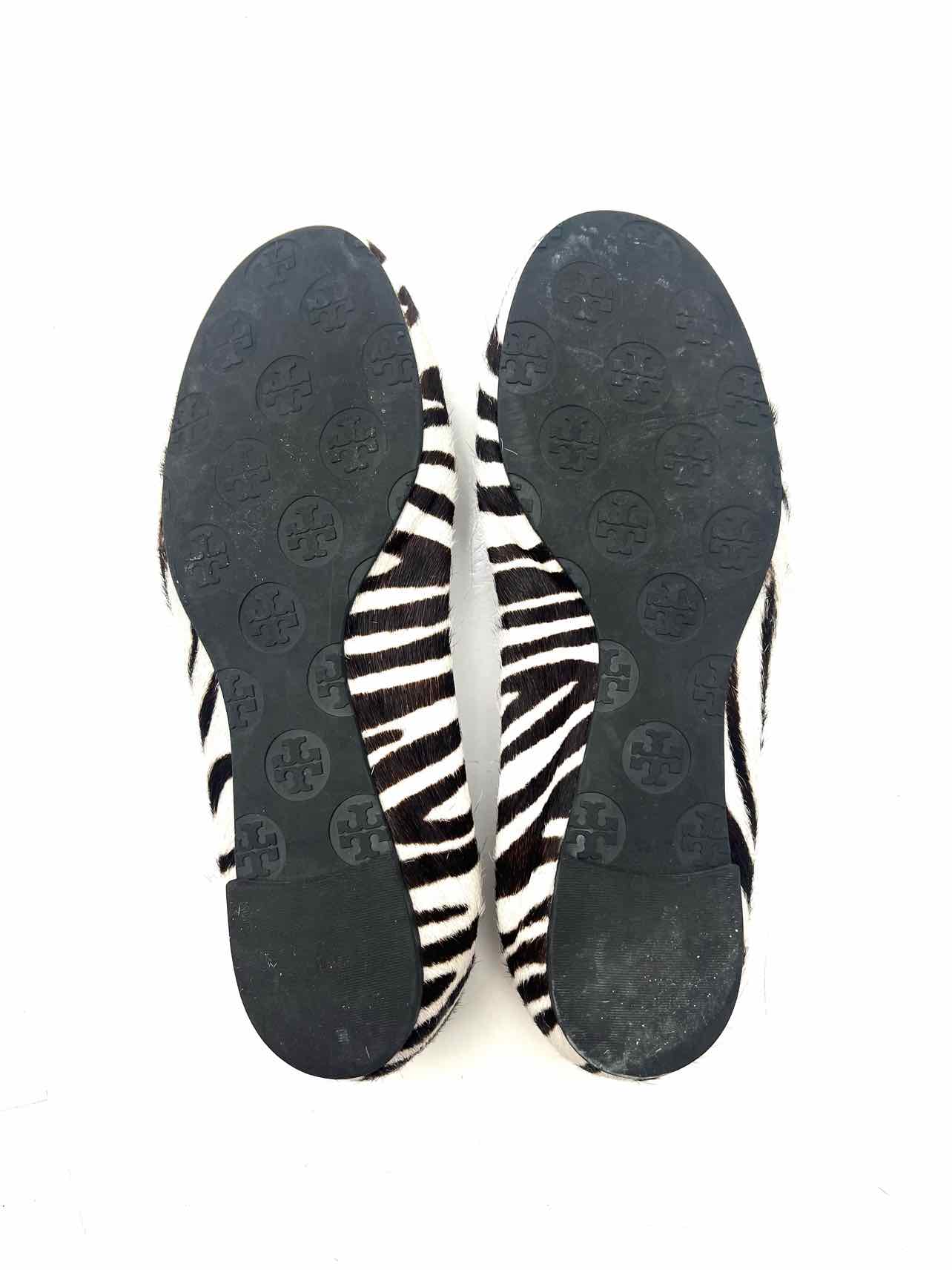 Tory Burch Size 6 ? Wh/Br/Slv Zebra Calf Hair Designer Flats - Image 7