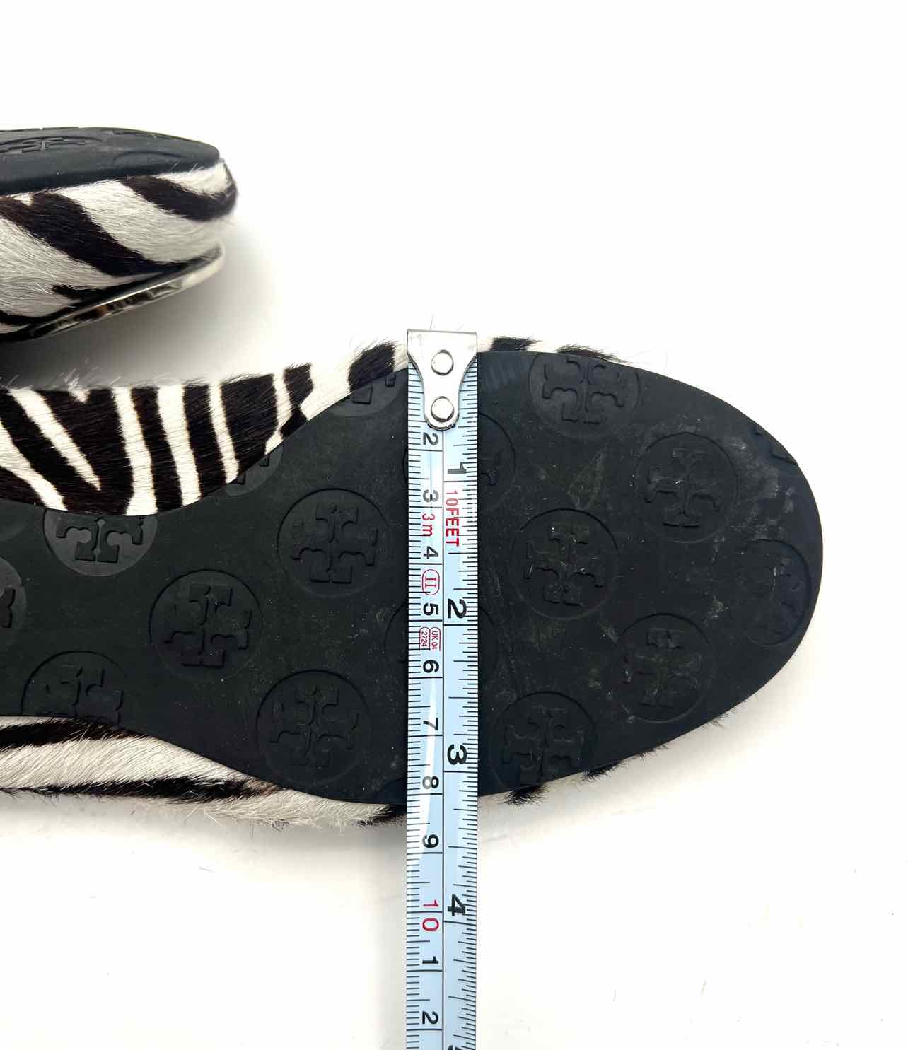 Tory Burch Size 6 ? Wh/Br/Slv Zebra Calf Hair Designer Flats - Image 8