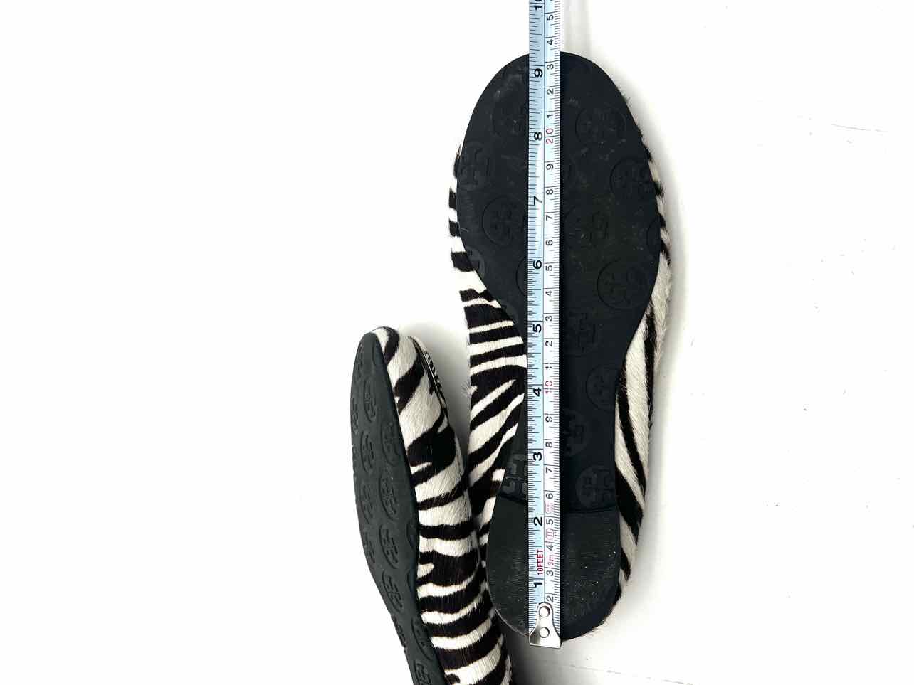 Tory Burch Size 6 ? Wh/Br/Slv Zebra Calf Hair Designer Flats - Image 9