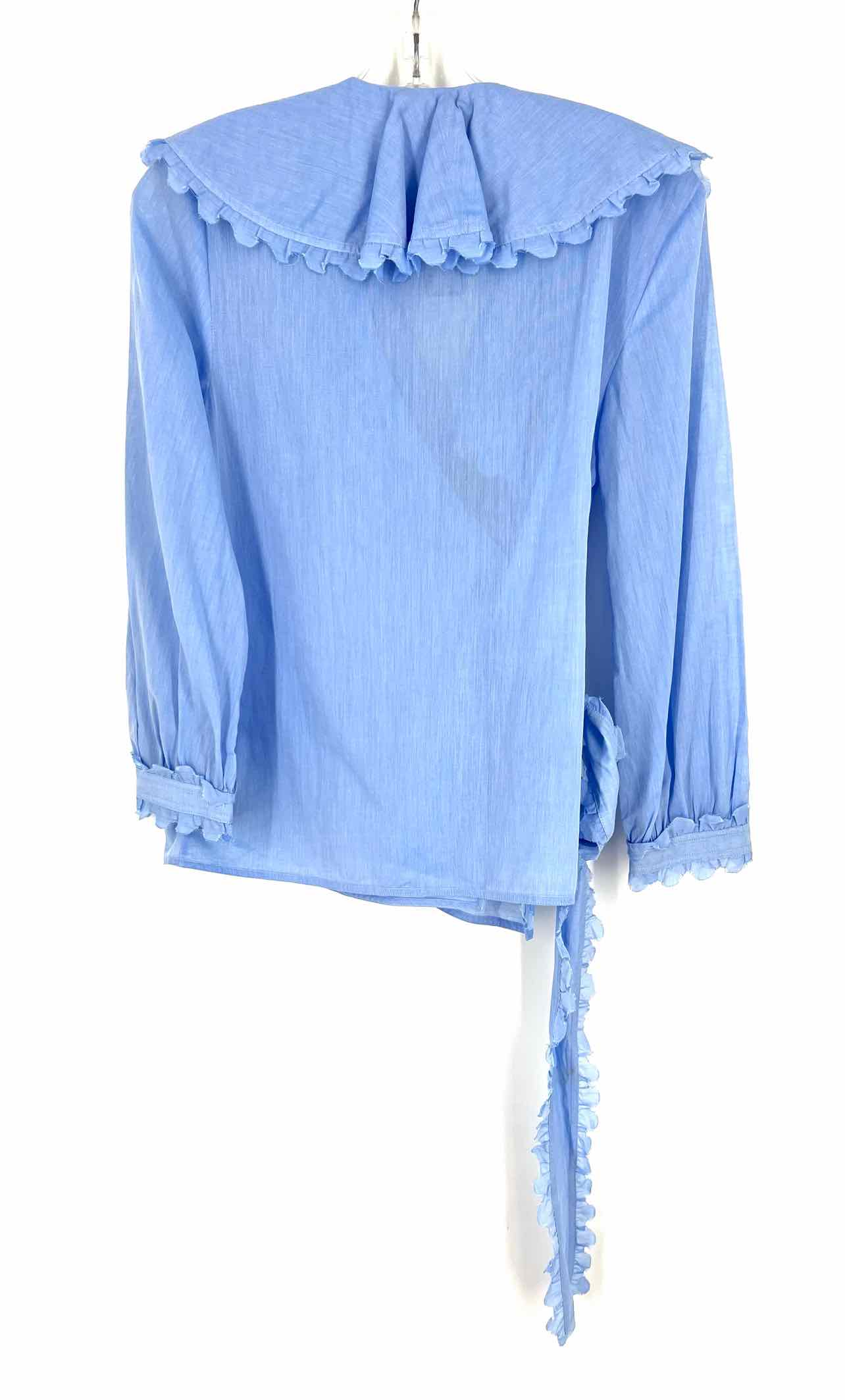 Tory Burch Size S Lt Blue Peter Pan Collar Cotton AS IS Designer Top-Long Sleeve - Image 2