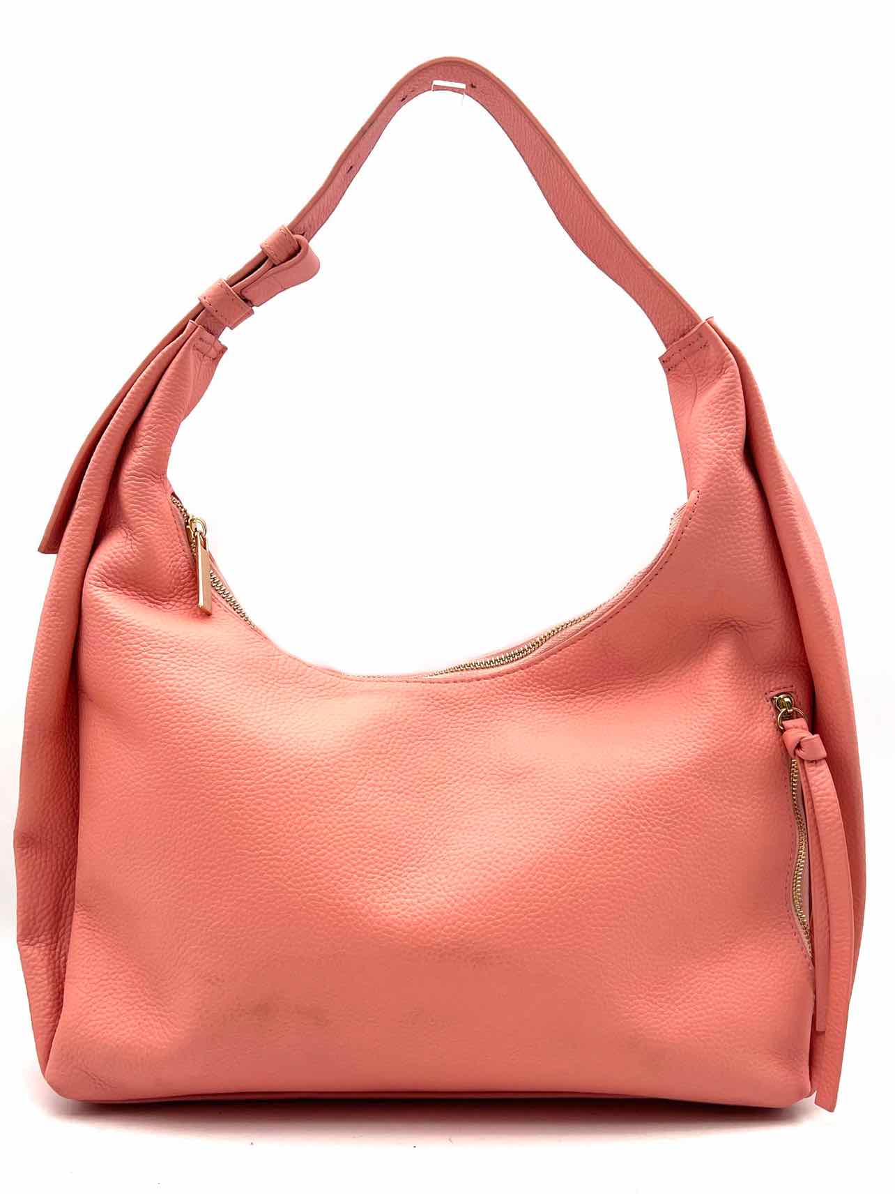 Tote Le Monde Coral Pebbled Leather Designer Shoulder Bag