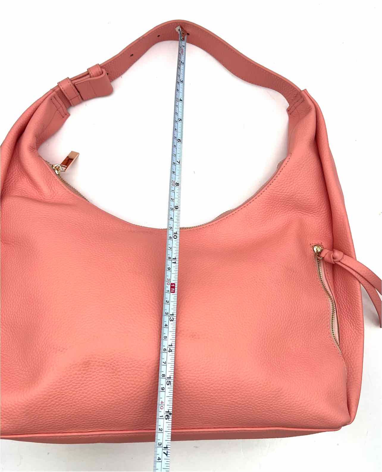 Tote Le Monde Coral Pebbled Leather Designer Shoulder Bag - Image 10