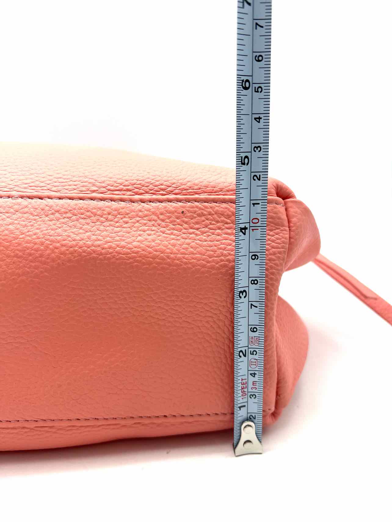 Tote Le Monde Coral Pebbled Leather Designer Shoulder Bag - Image 9