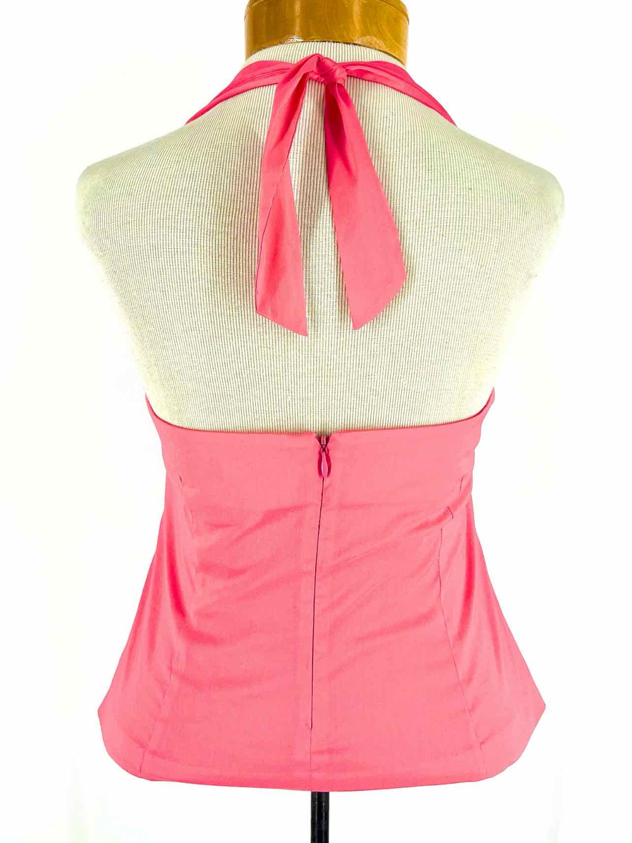 Trina Turk Size M Pink Tie Front Cotton Blend Designer Halter - Image 2