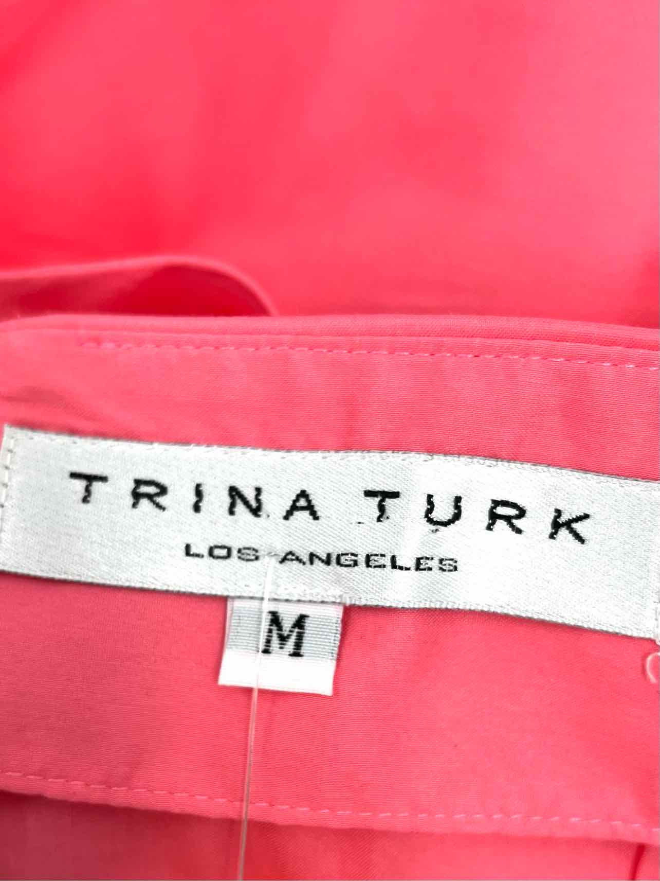 Trina Turk Size M Pink Tie Front Cotton Blend Designer Halter - Image 3
