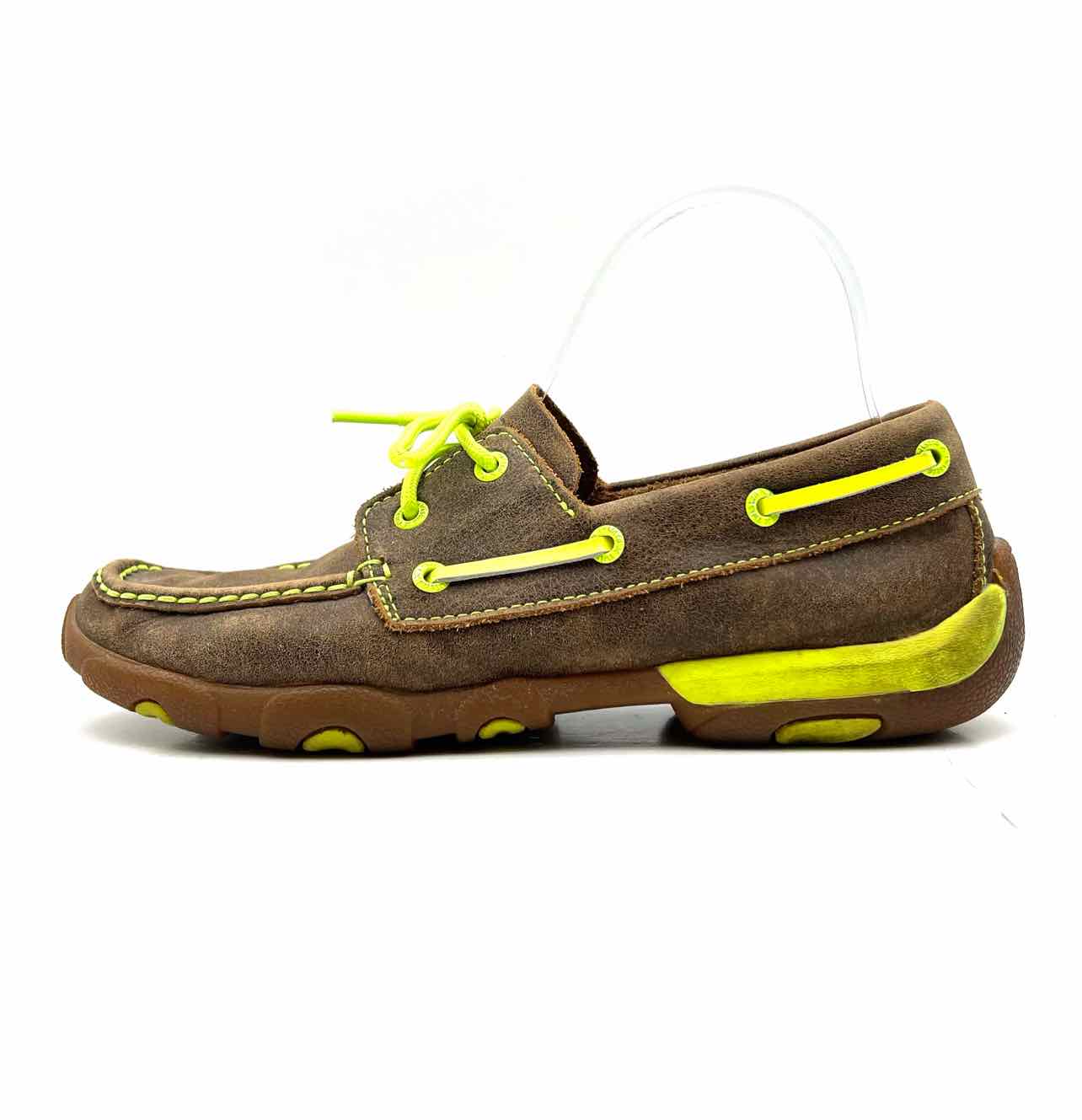 Twisted X Size 8.5 Brown/Lime Green Lace-Up Leather Shoes Sneakers - Image 2
