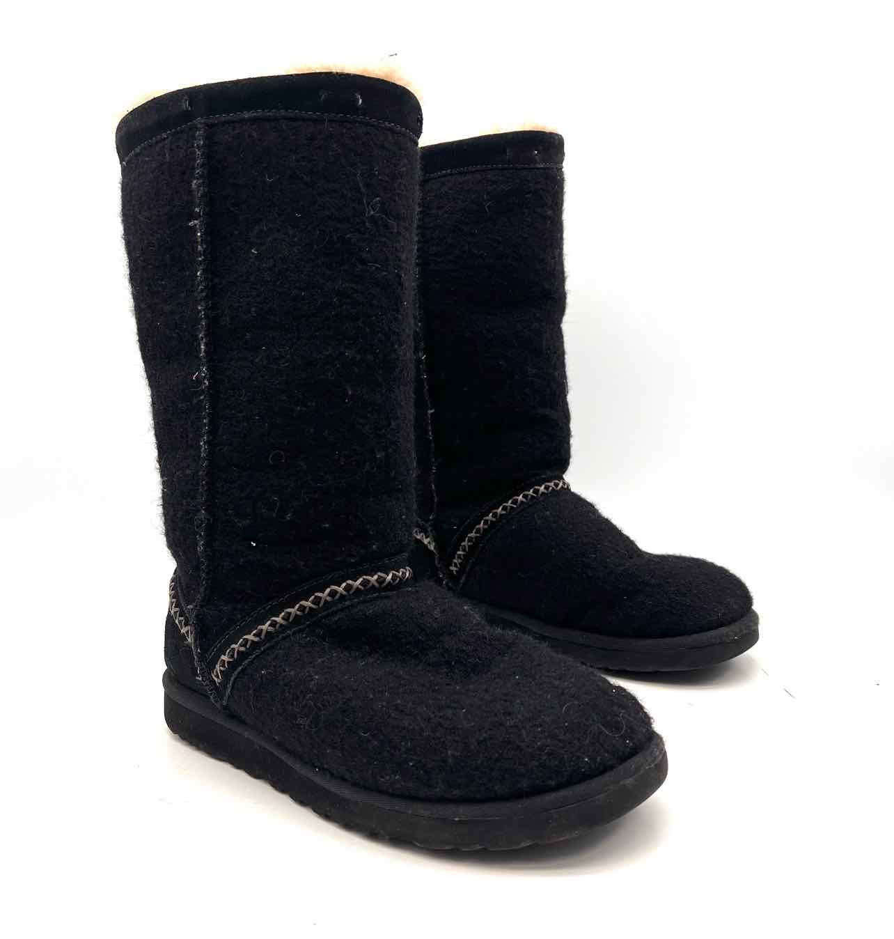 UGG Size 8 Black/Cream Sherpa Lined Wool AS IS Designer Boots