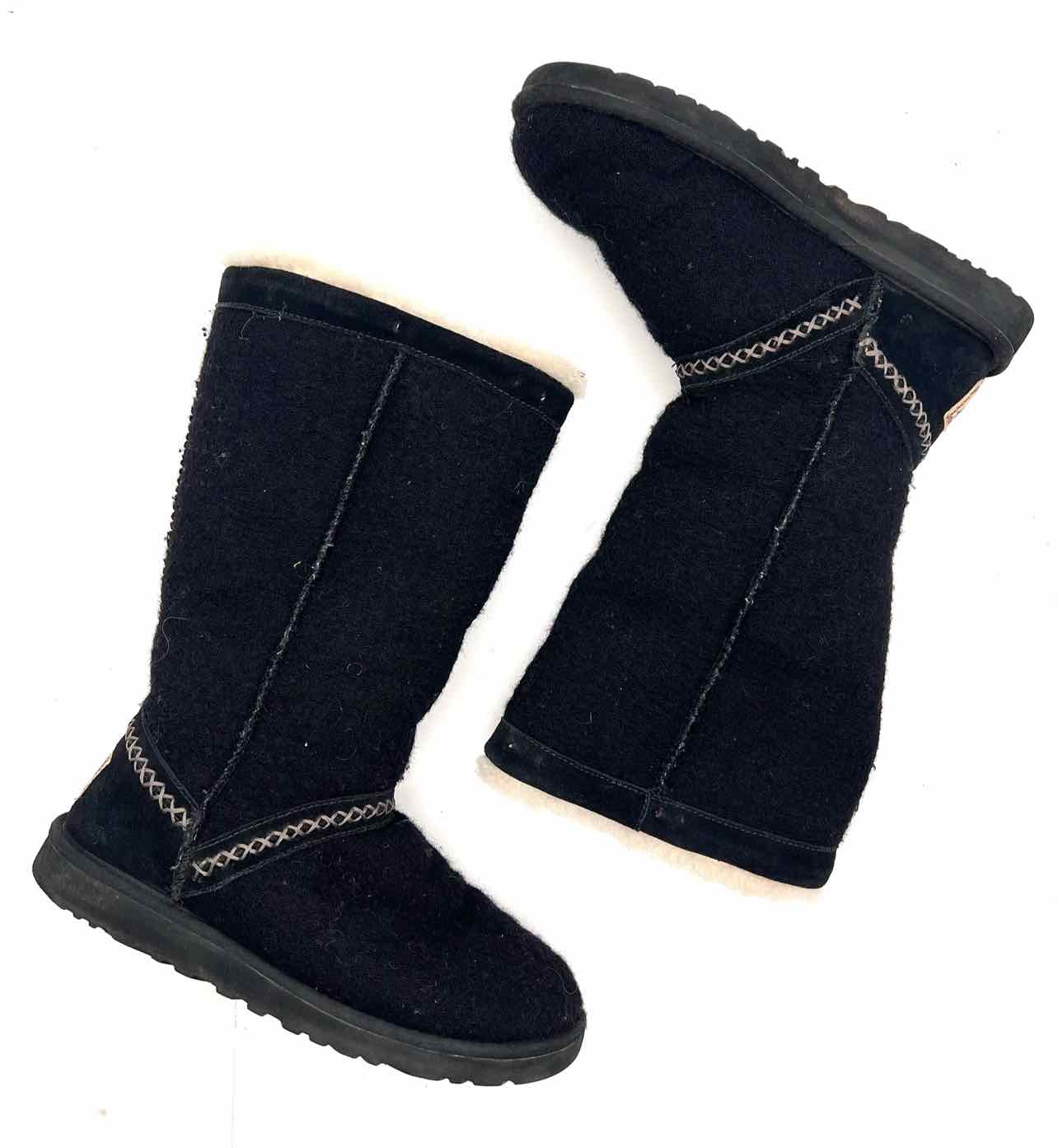 UGG Size 8 Black/Cream Sherpa Lined Wool AS IS Designer Boots - Image 2