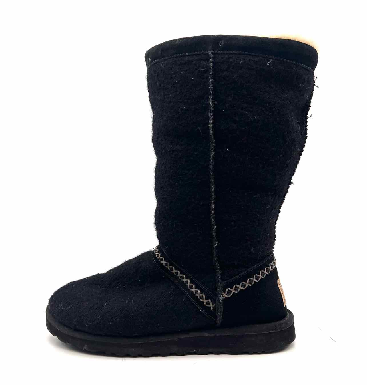 UGG Size 8 Black/Cream Sherpa Lined Wool AS IS Designer Boots - Image 3