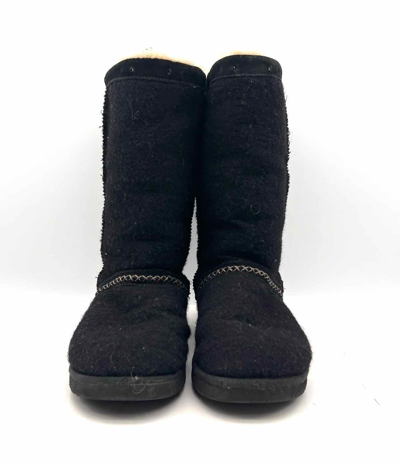 UGG Size 8 Black/Cream Sherpa Lined Wool AS IS Designer Boots - Image 4