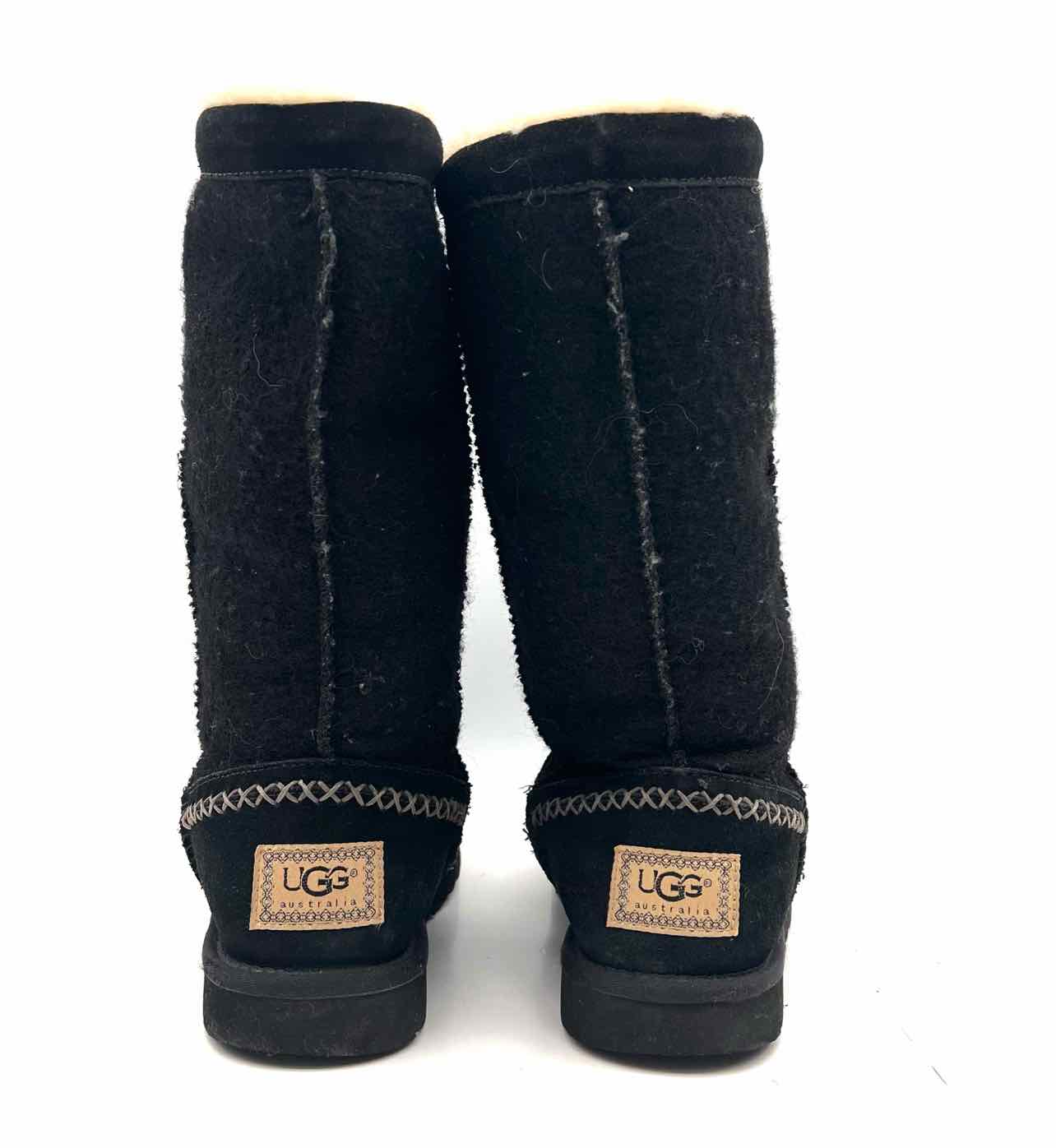 UGG Size 8 Black/Cream Sherpa Lined Wool AS IS Designer Boots - Image 5